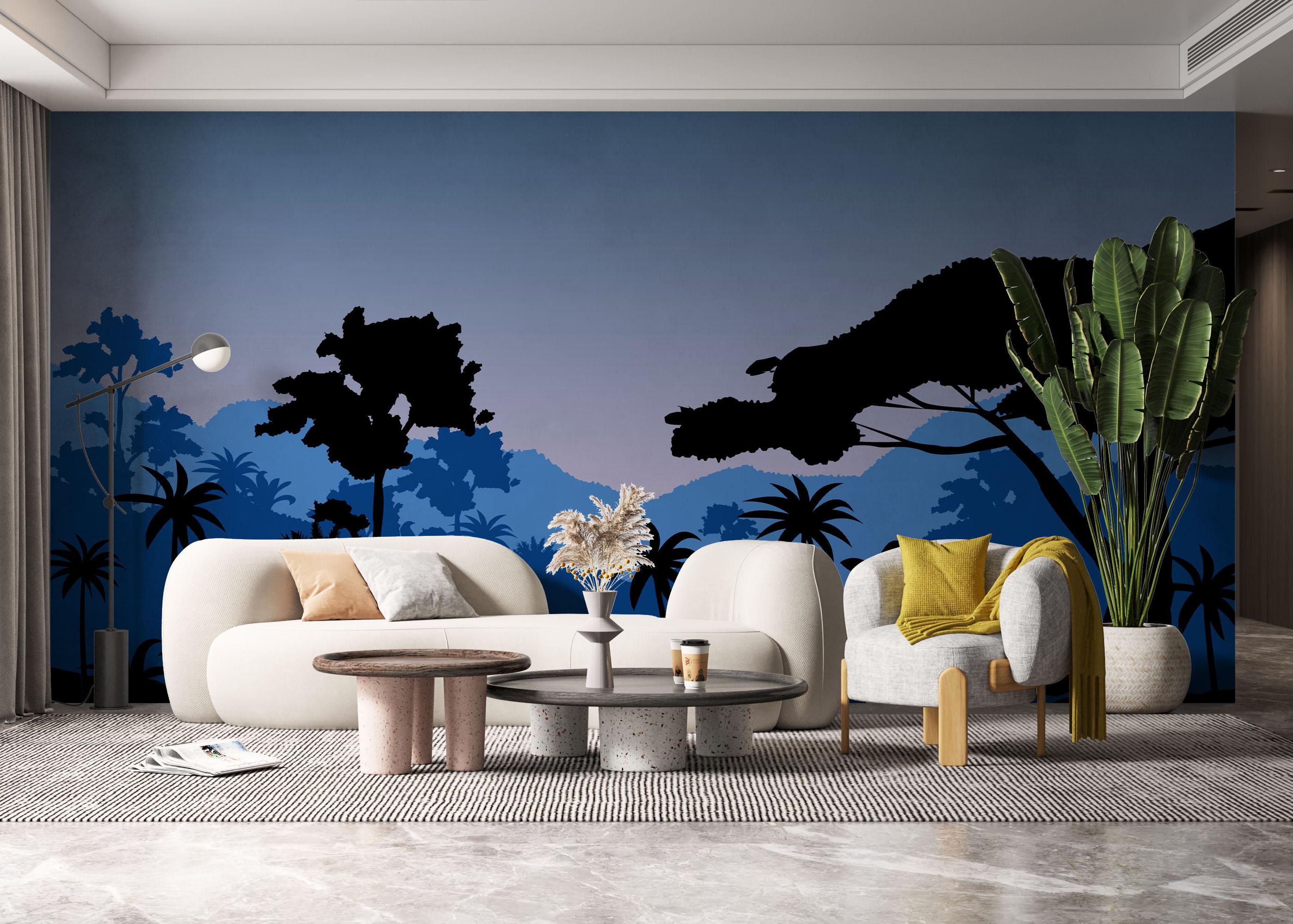 Fototapet Jungle Blue Black mockup 6