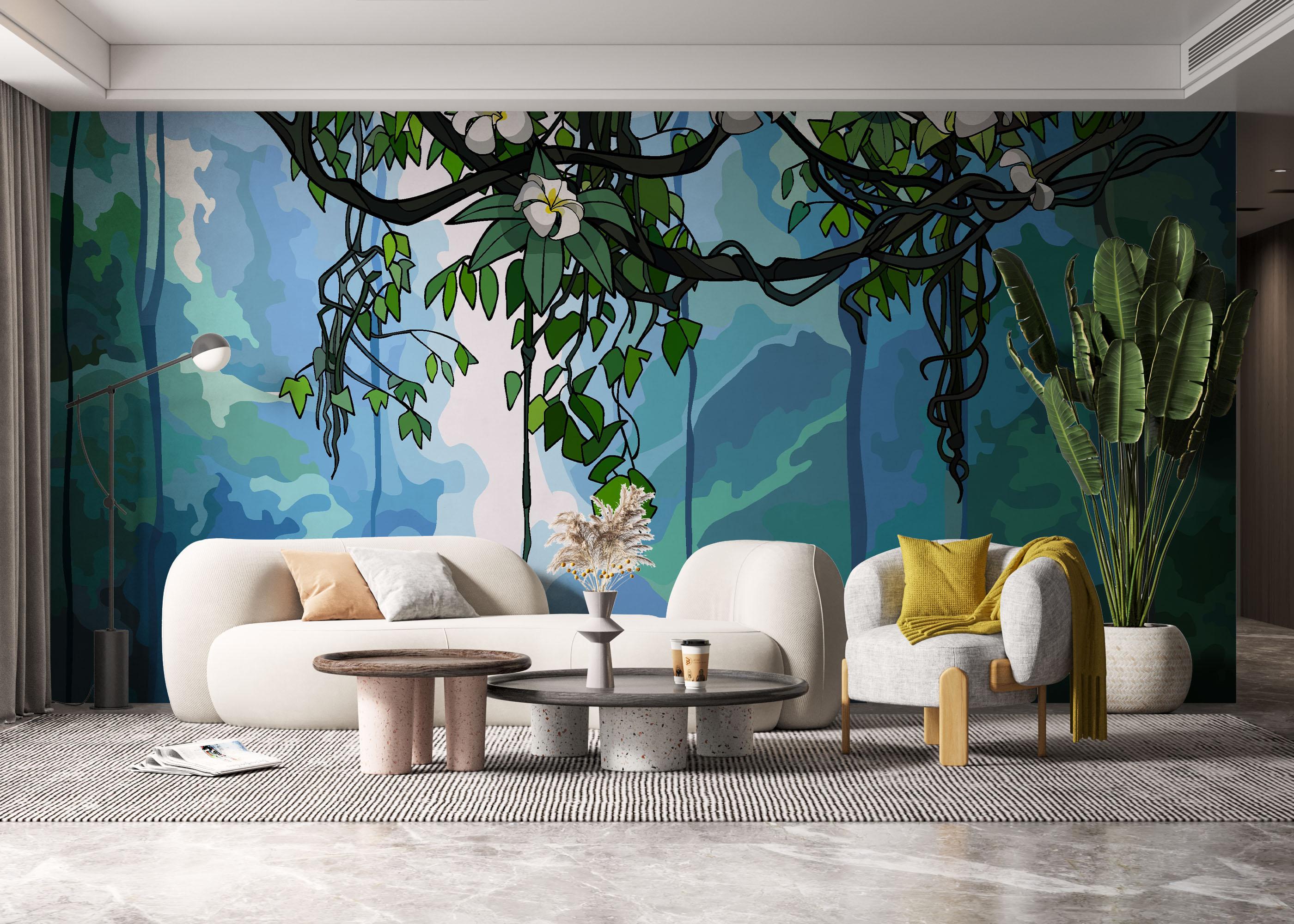 Fototapet Jungle Falling Flower mockup 6