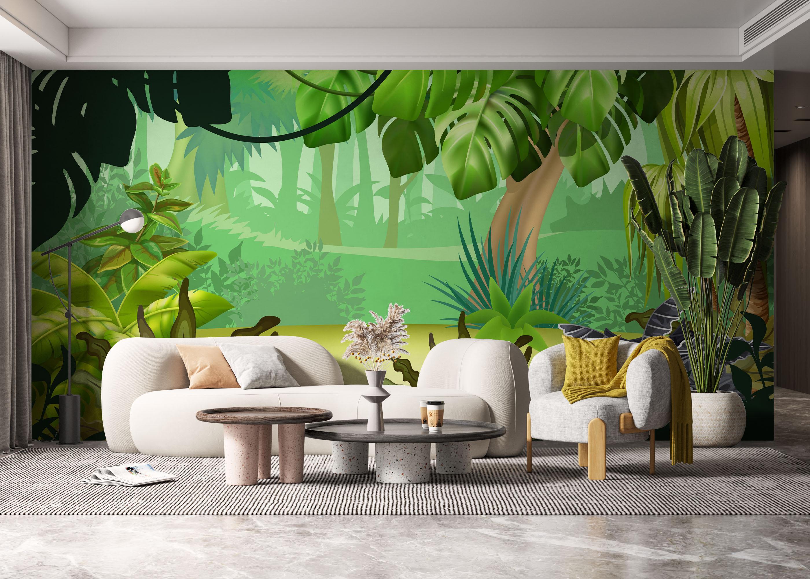 Fototapet Jungle Green Grey mockup 6