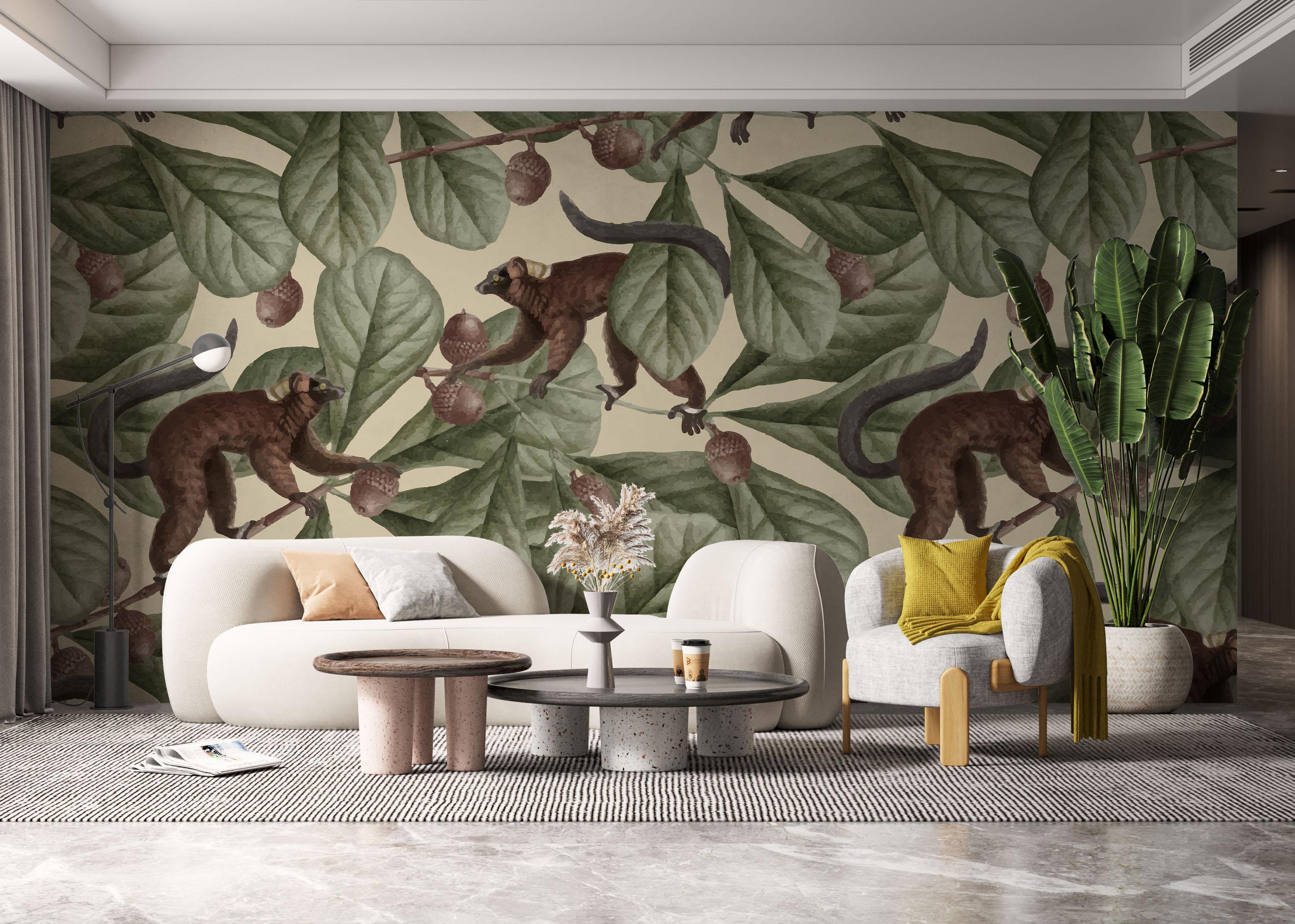 Fototapet Jungle Lemur Art mockup 6