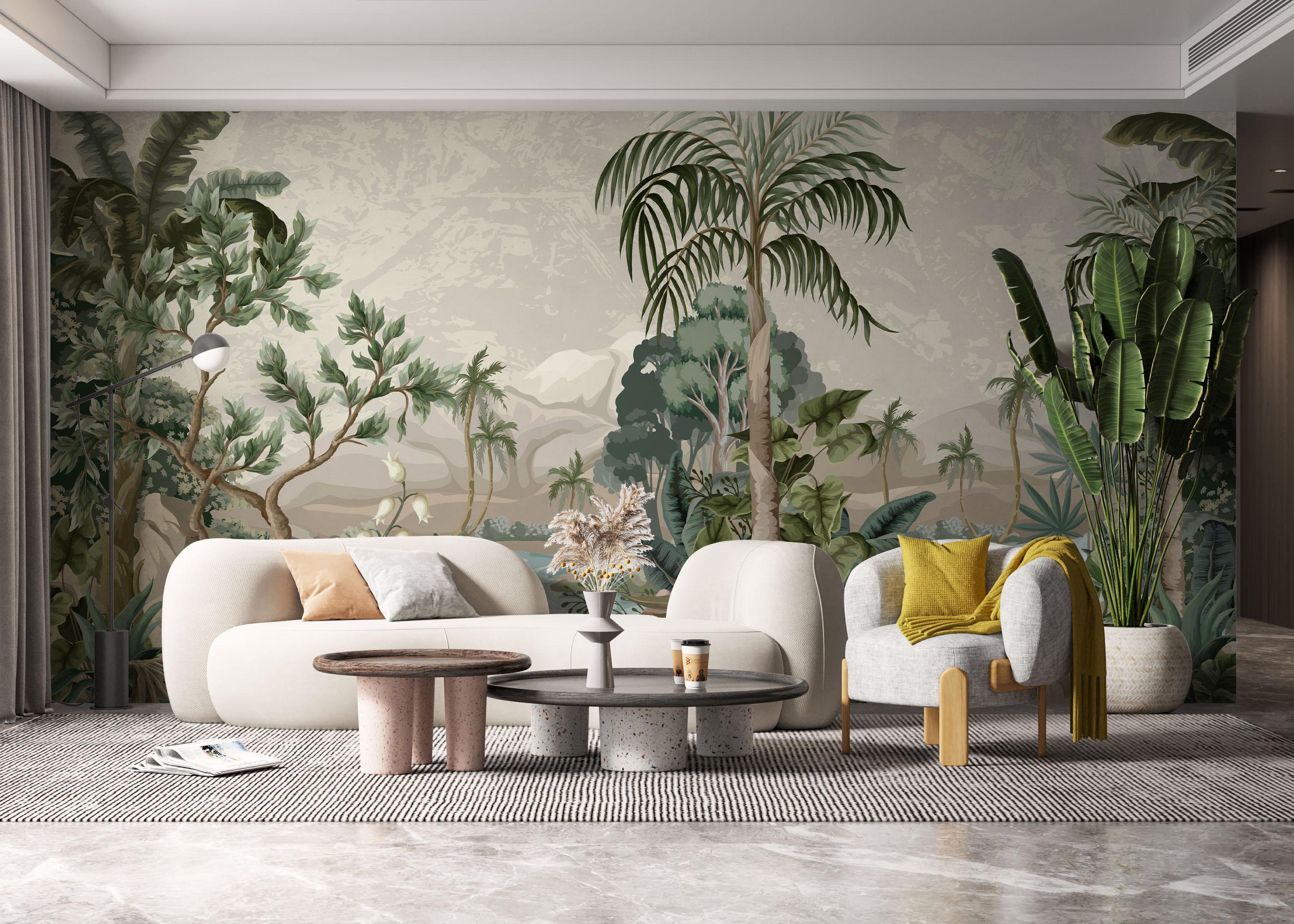 Fototapet Jungle Palm Lake mockup 6