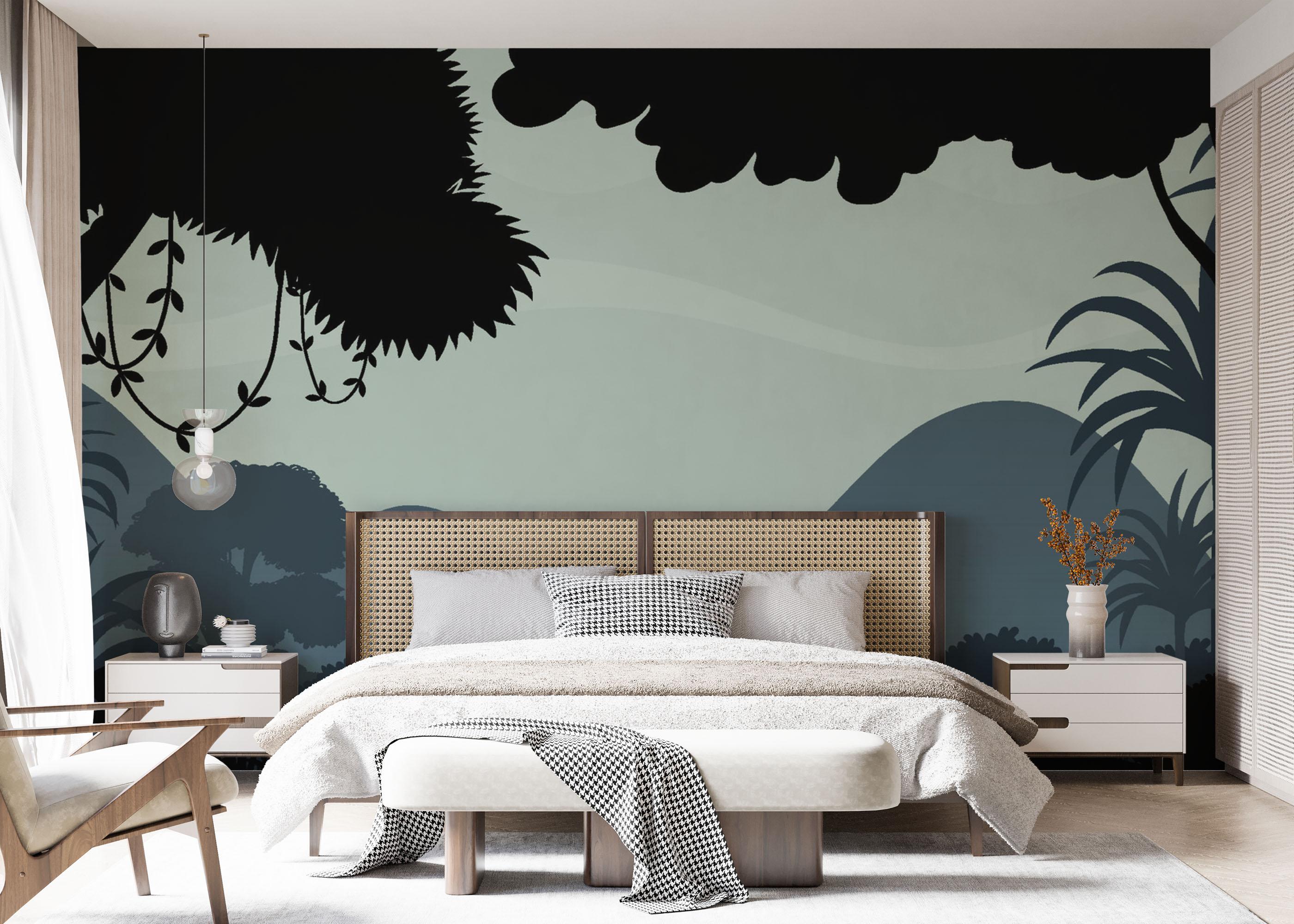 Fototapet Black Blue Forest mockup 7