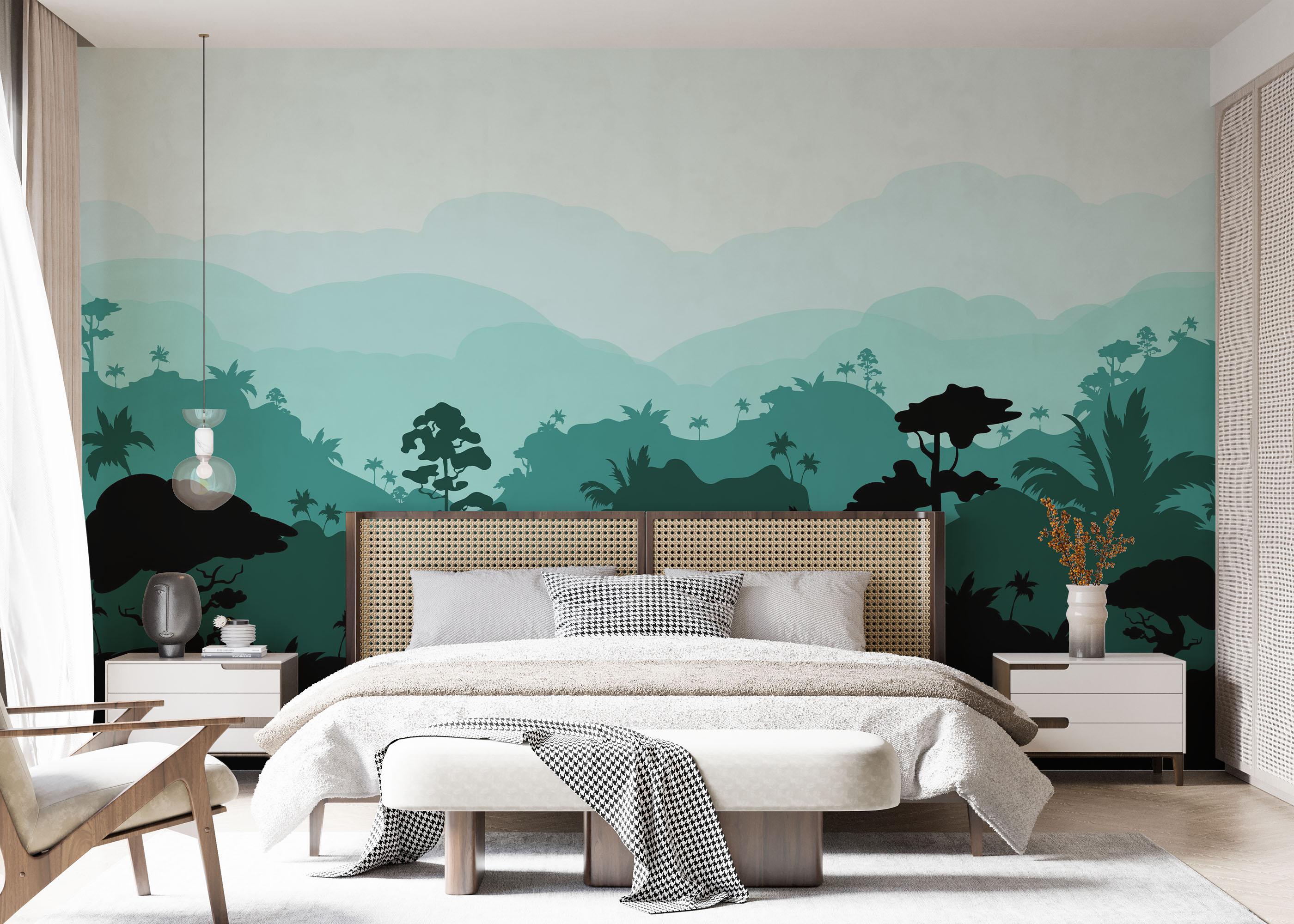 Fototapet Black Green Forest mockup 7