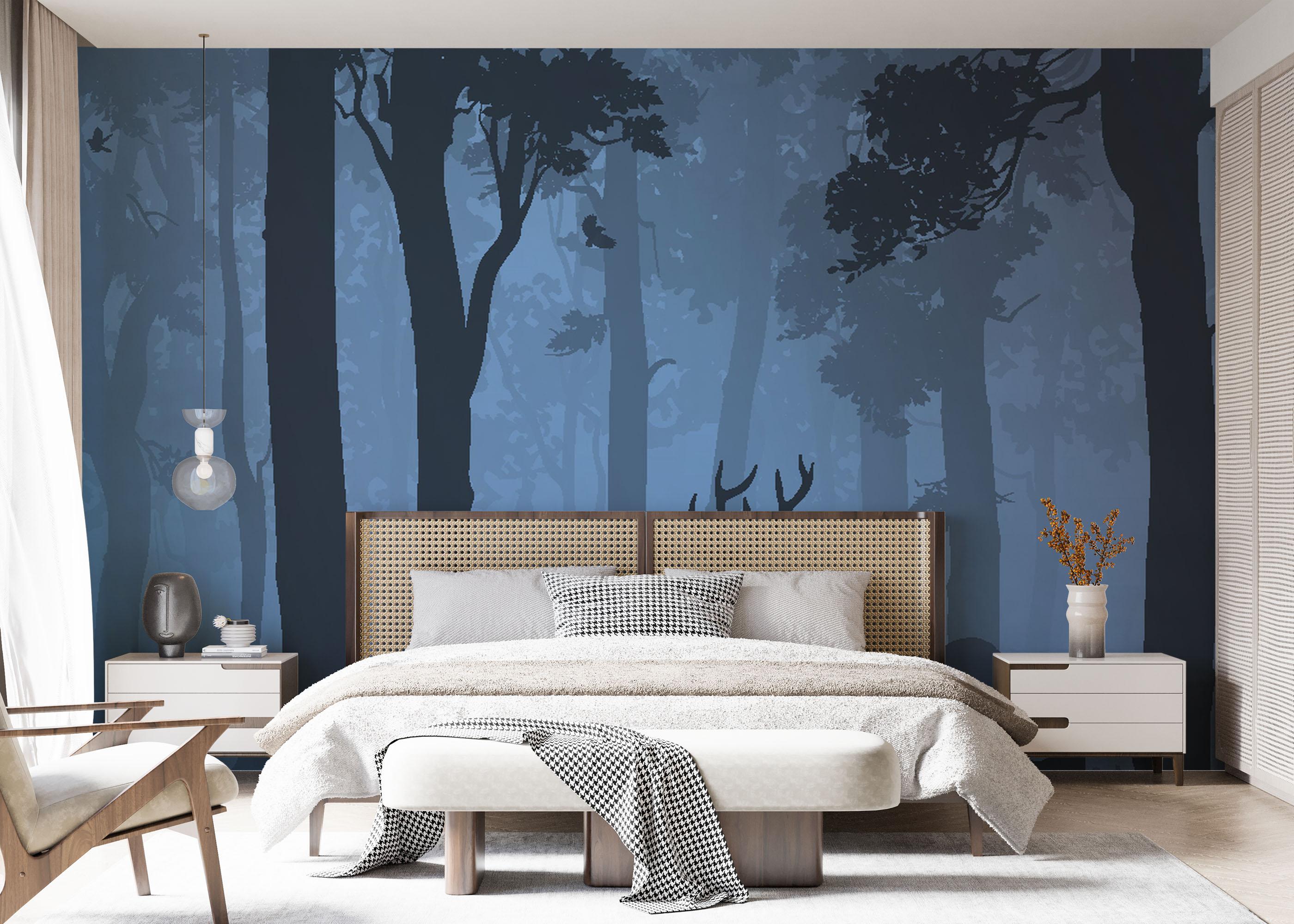 Fototapet Blue Forest Deer mockup 7