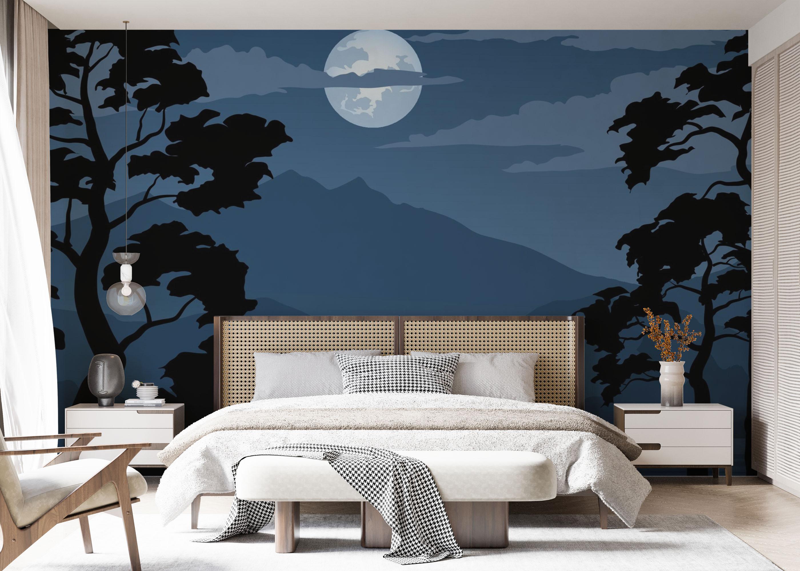 Fototapet Blue Moonlight Night mockup 7