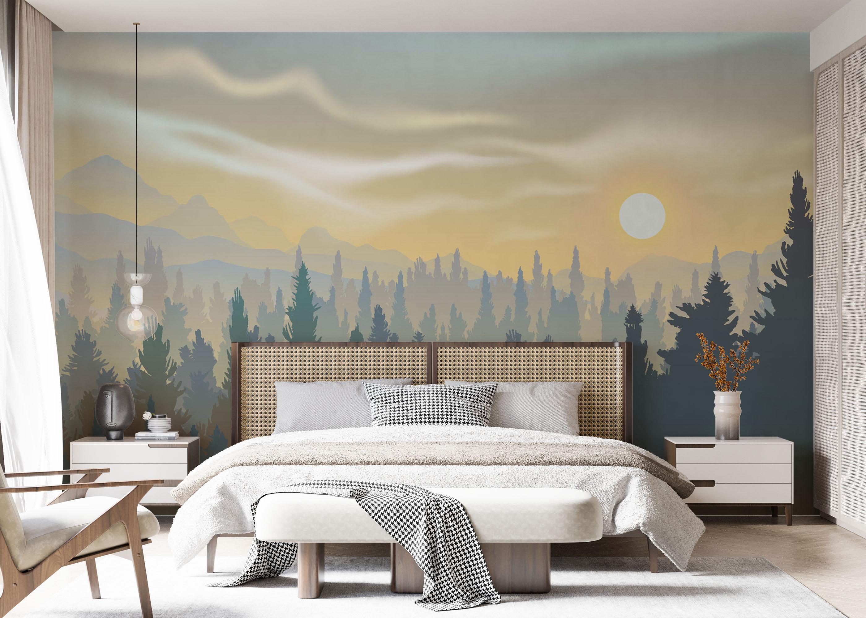 Fototapet Cream Foggy Forest mockup 7