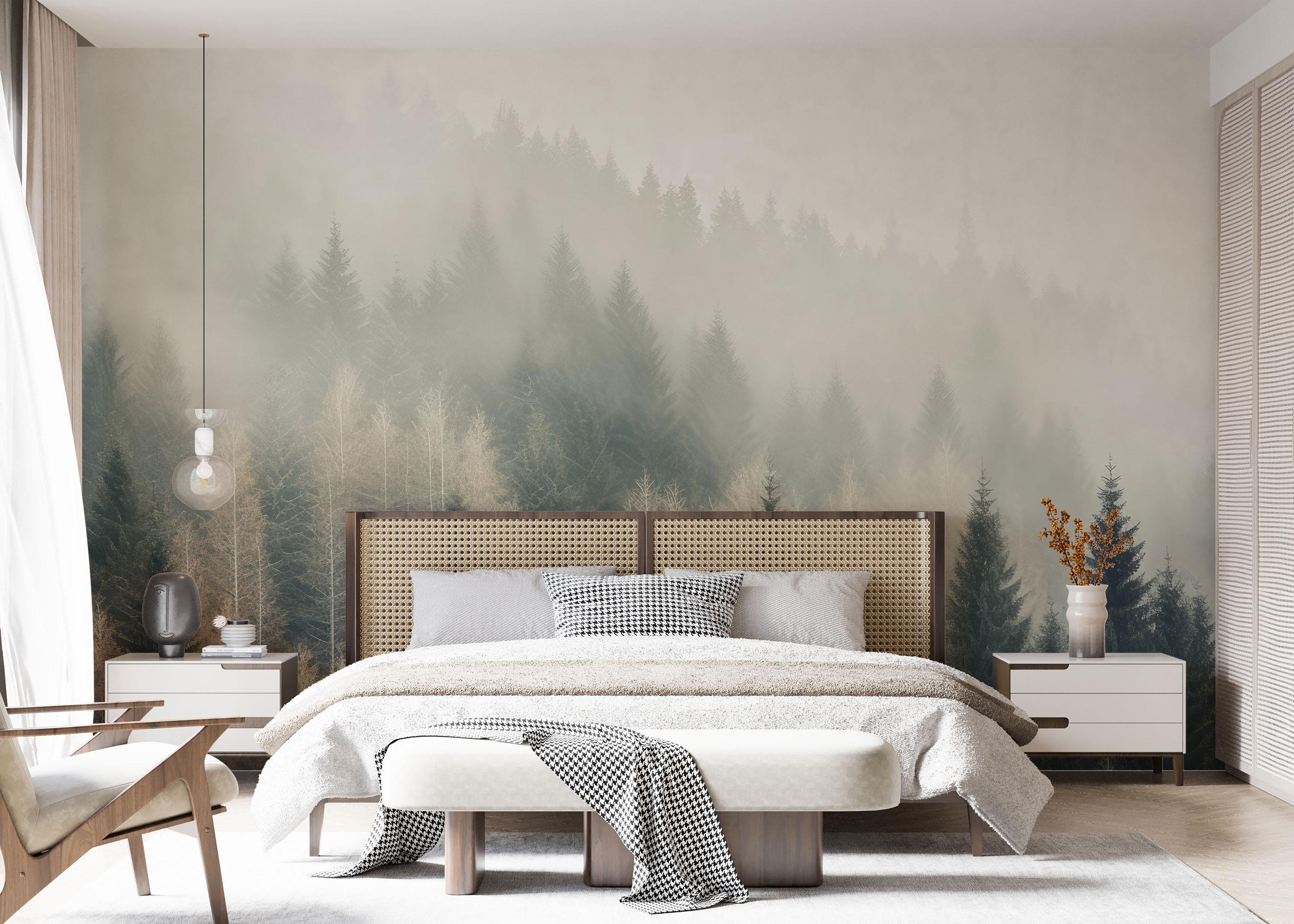 Fototapet Cream Green Trees mockup 7