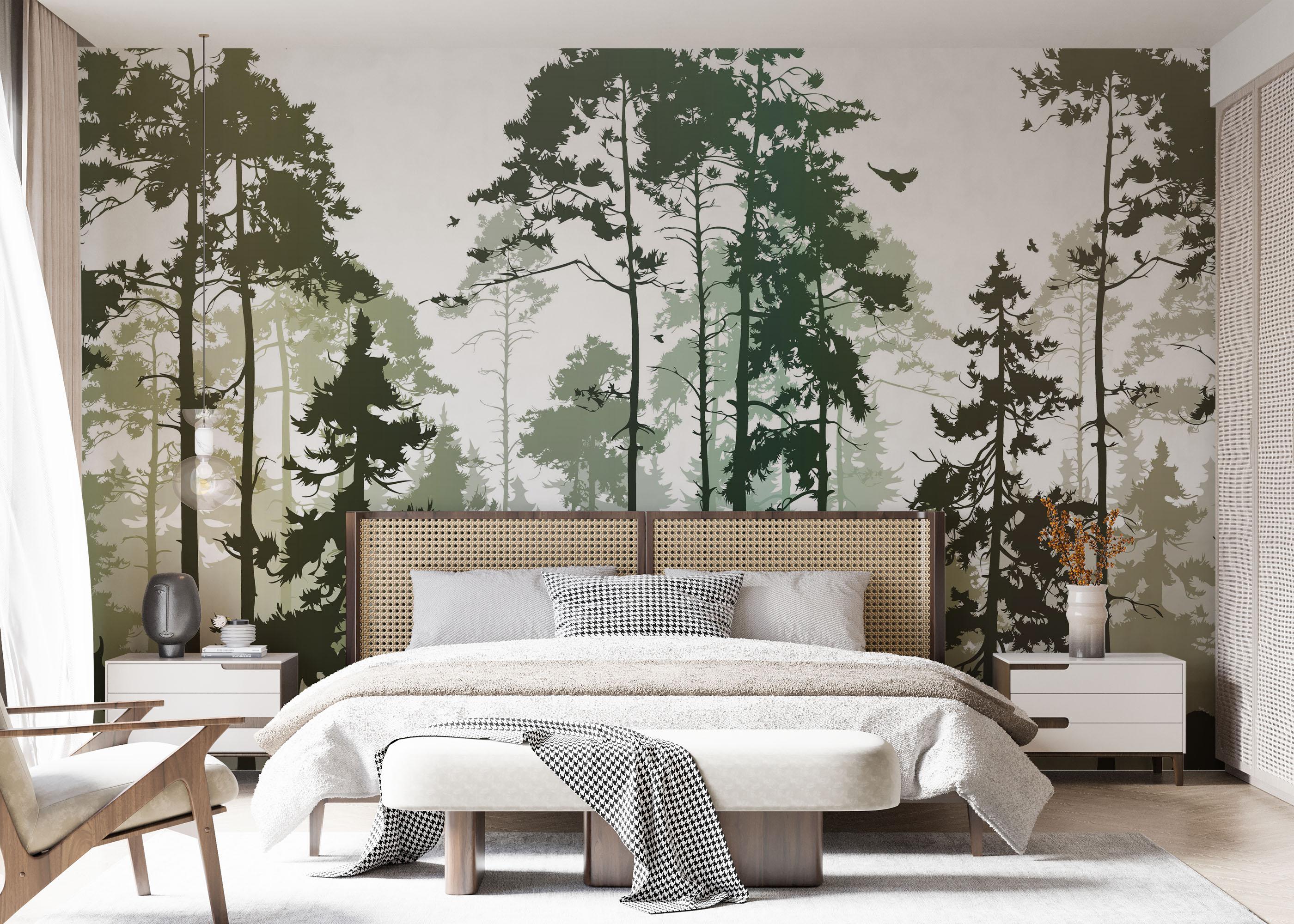 Fototapet Foggy Yellow Forest mockup 7