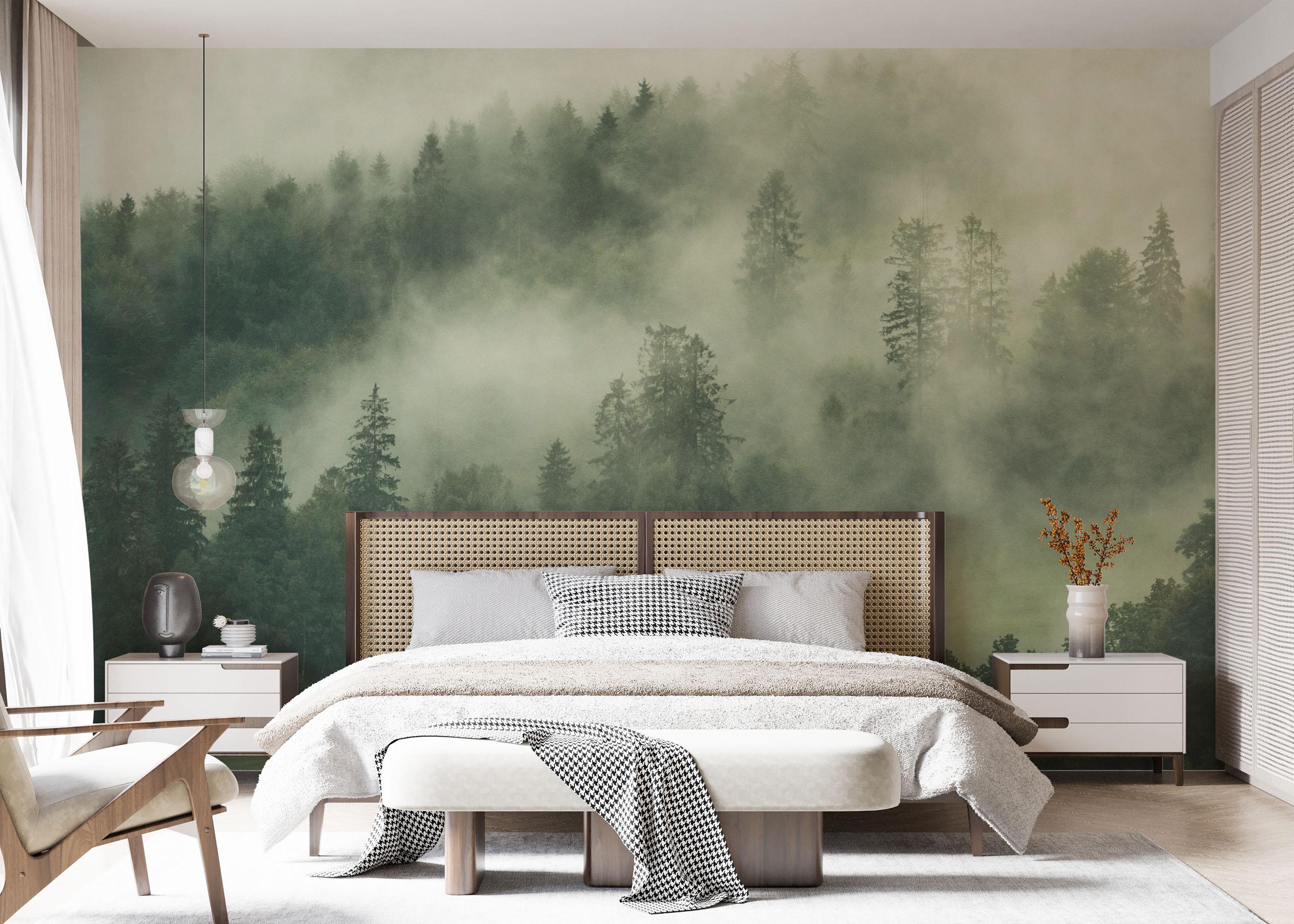 Fototapet Green Forest Fog mockup 7