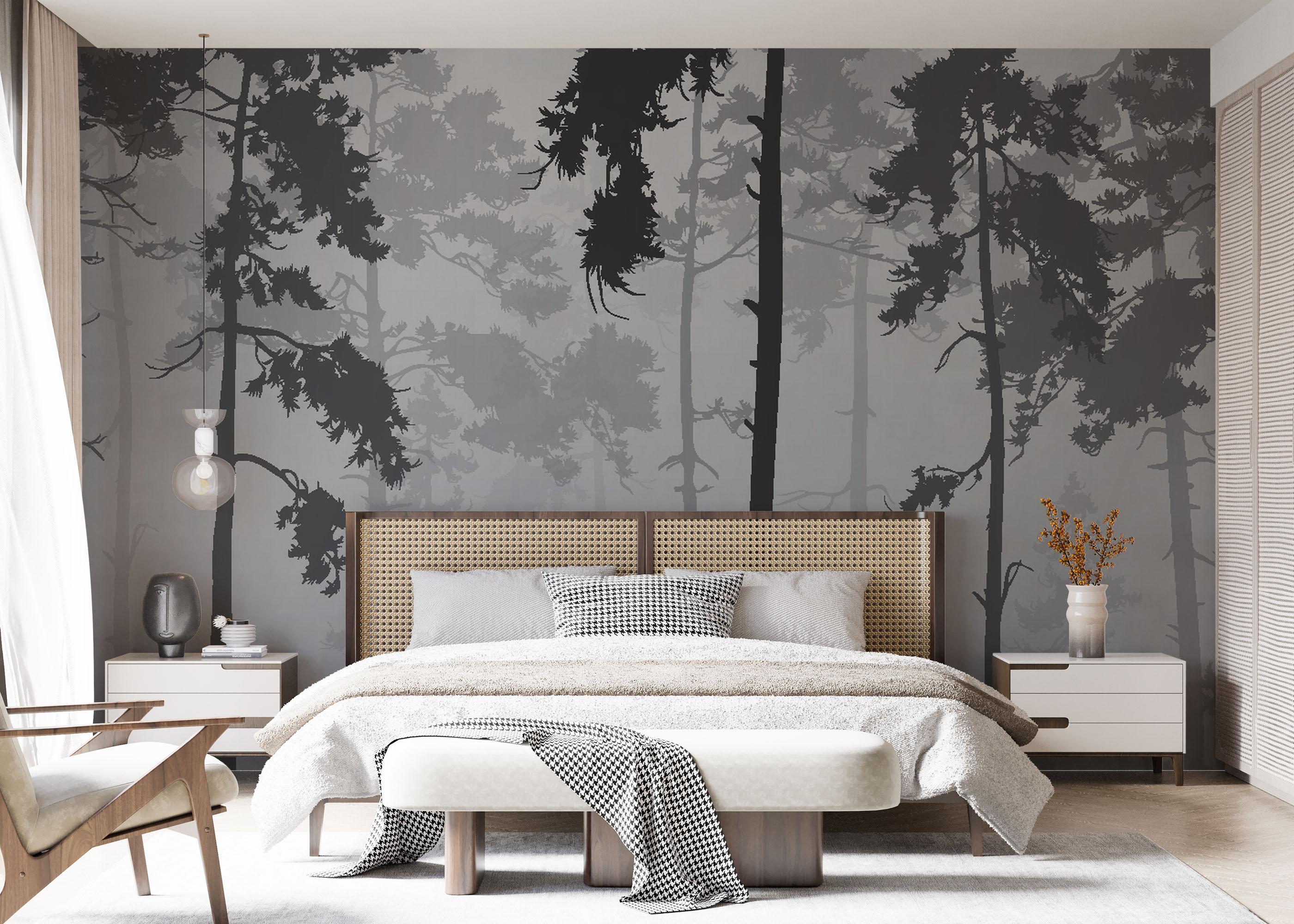 Fototapet Grey Foggy Forest mockup 7