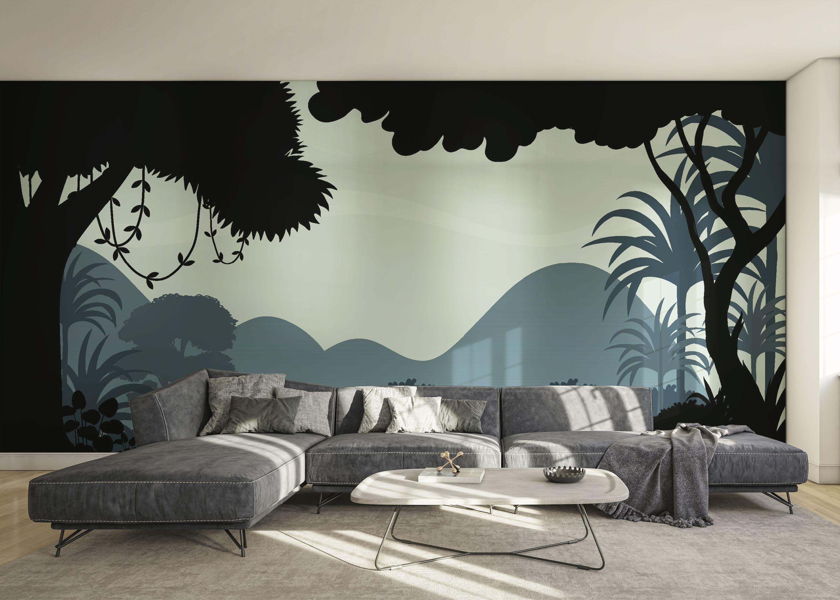 Fototapet Black Blue Forest mockup 0