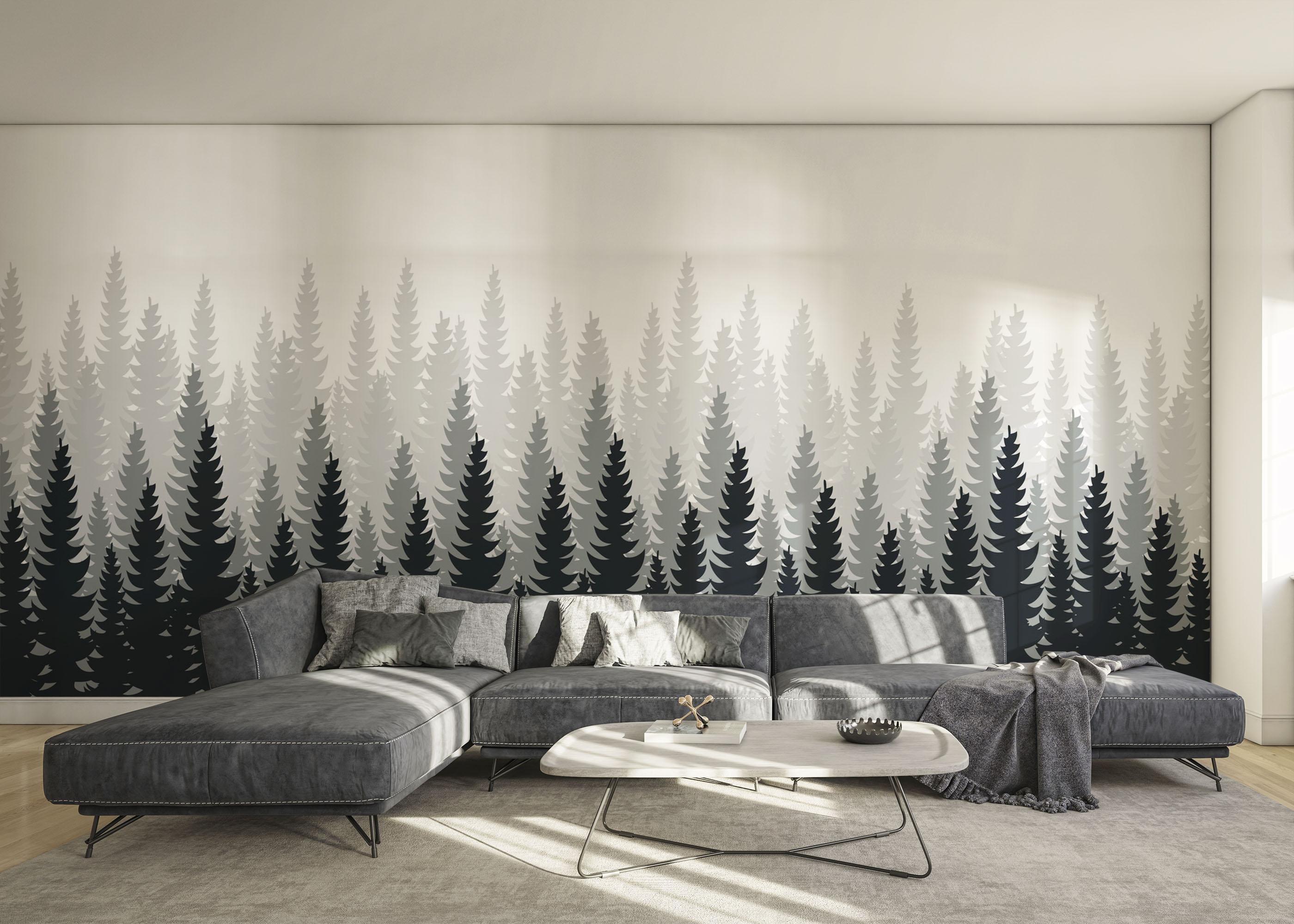 Fototapet Black Cartoon Trees mockup 0