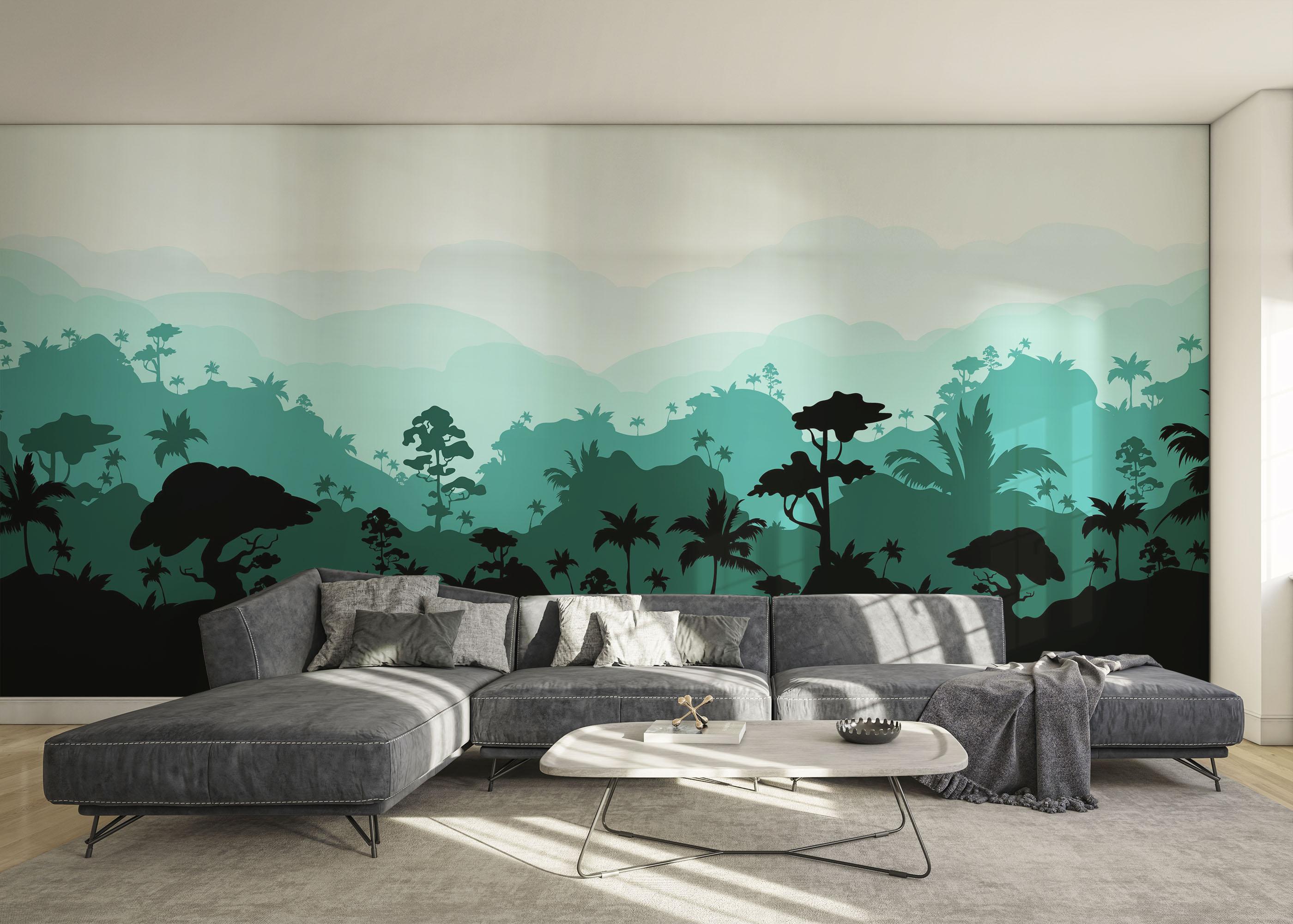 Fototapet Black Green Forest mockup 0