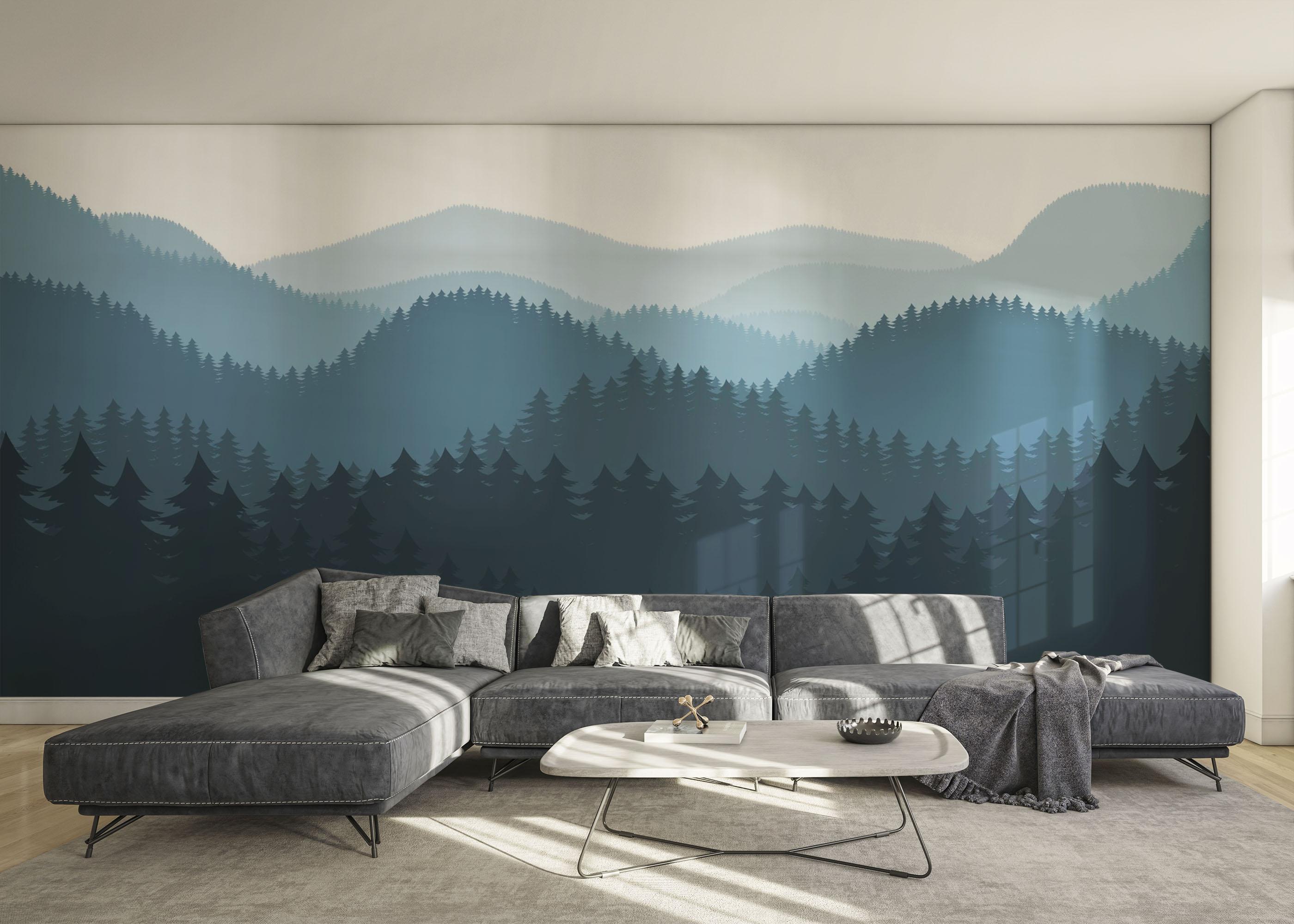 Fototapet Blue Forest Cartoon mockup 0