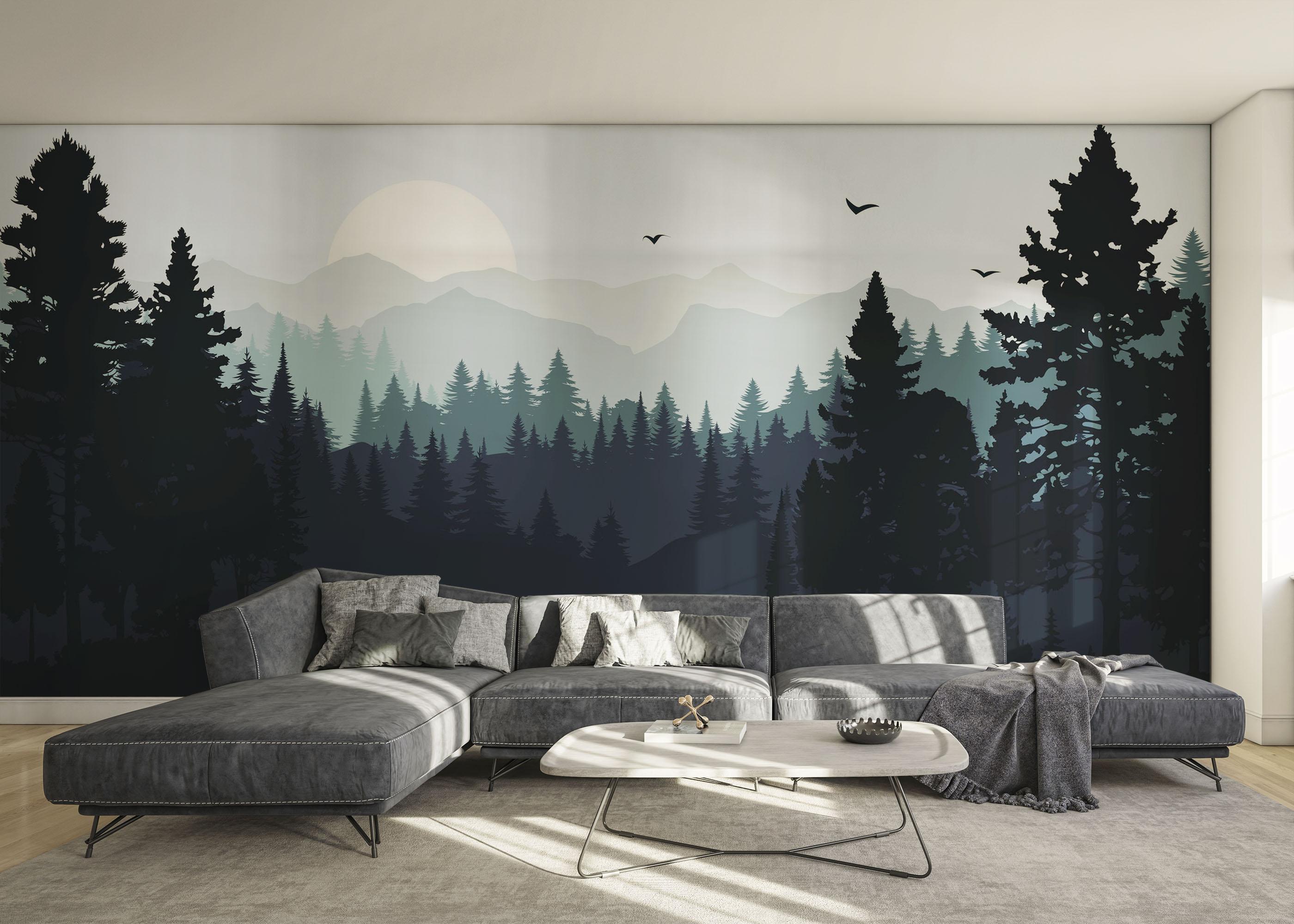 Fototapet Blue Forest Mountain mockup 0