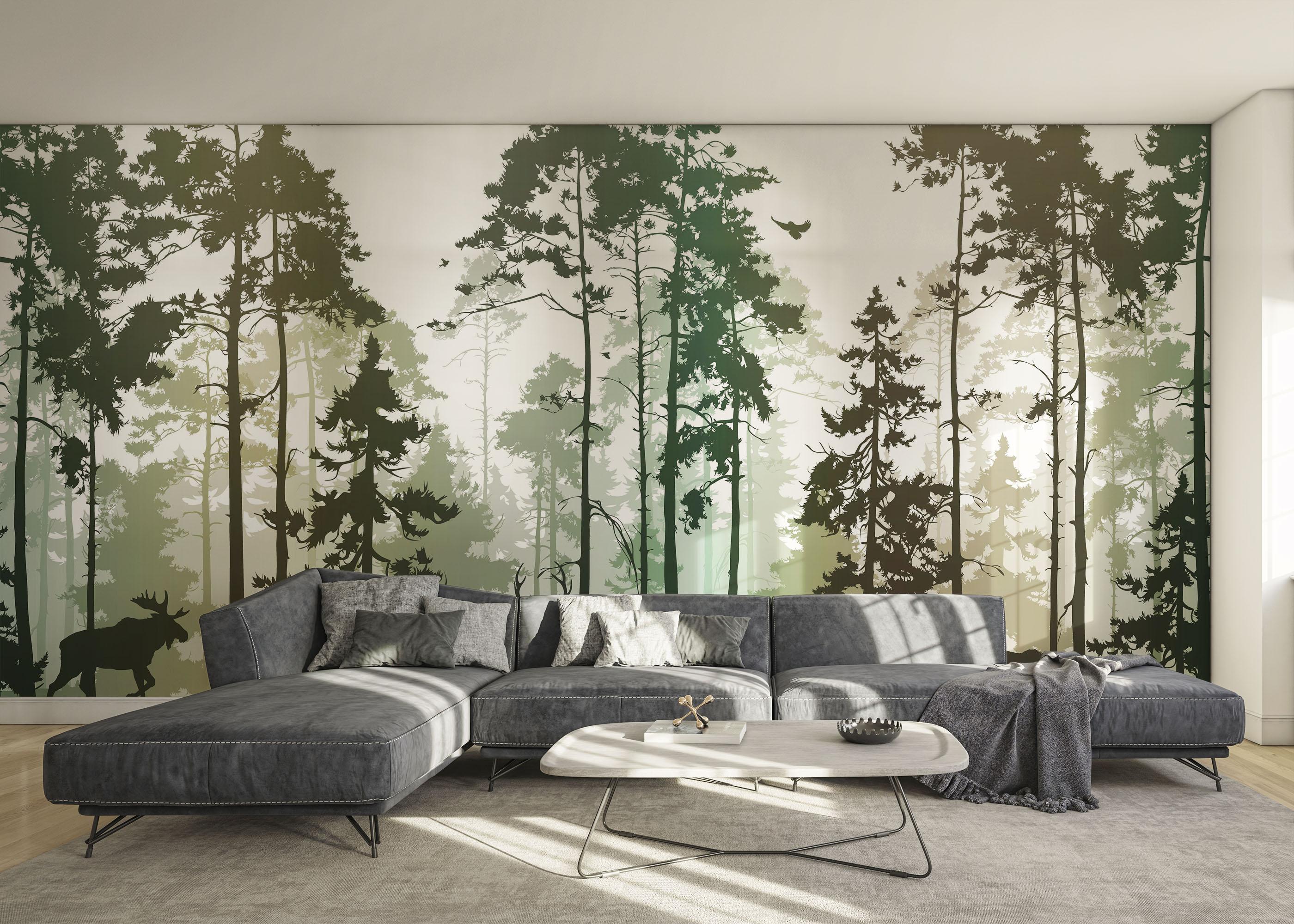 Fototapet Foggy Yellow Forest mockup 0