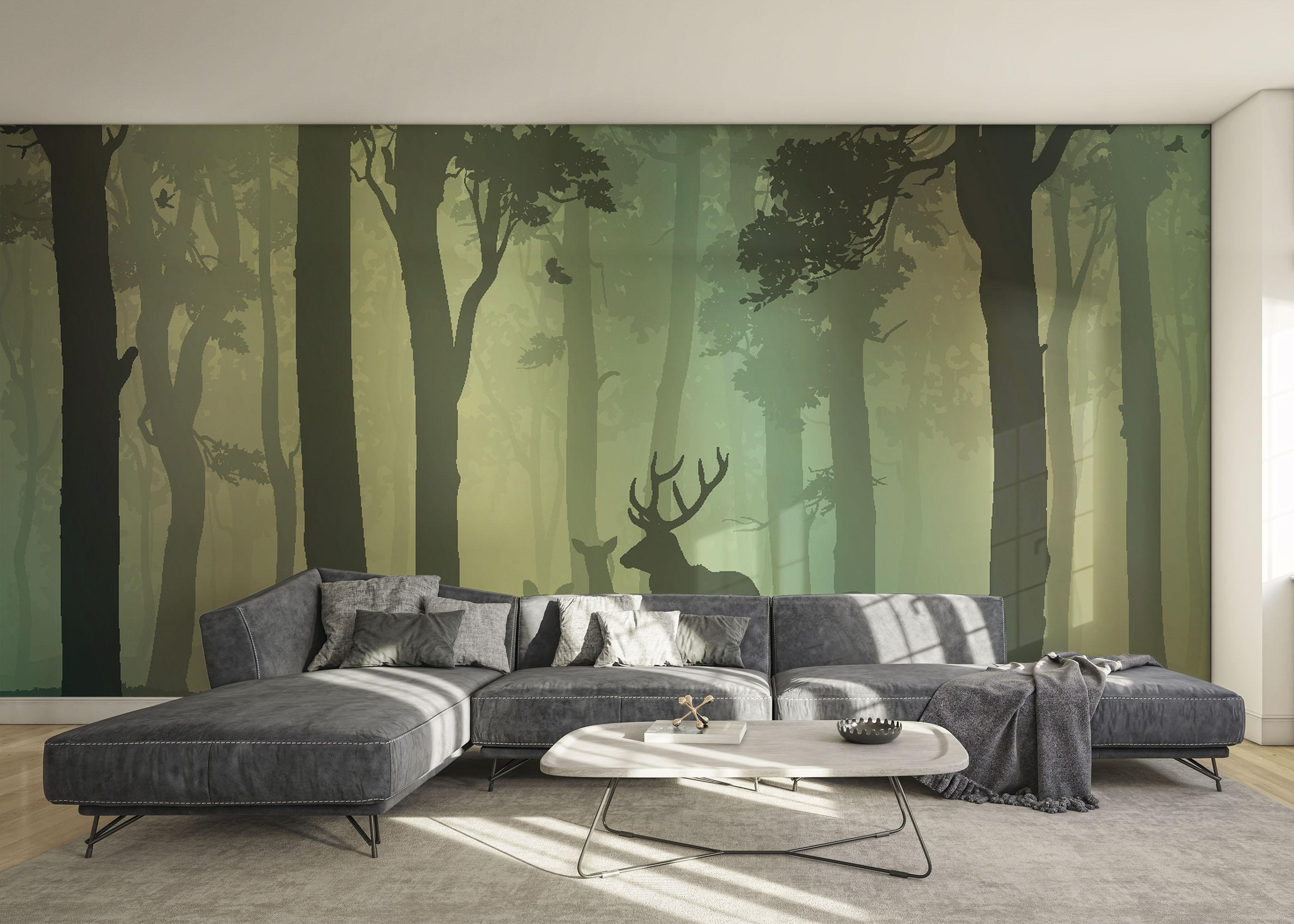 Fototapet Green Forest Deer mockup 0