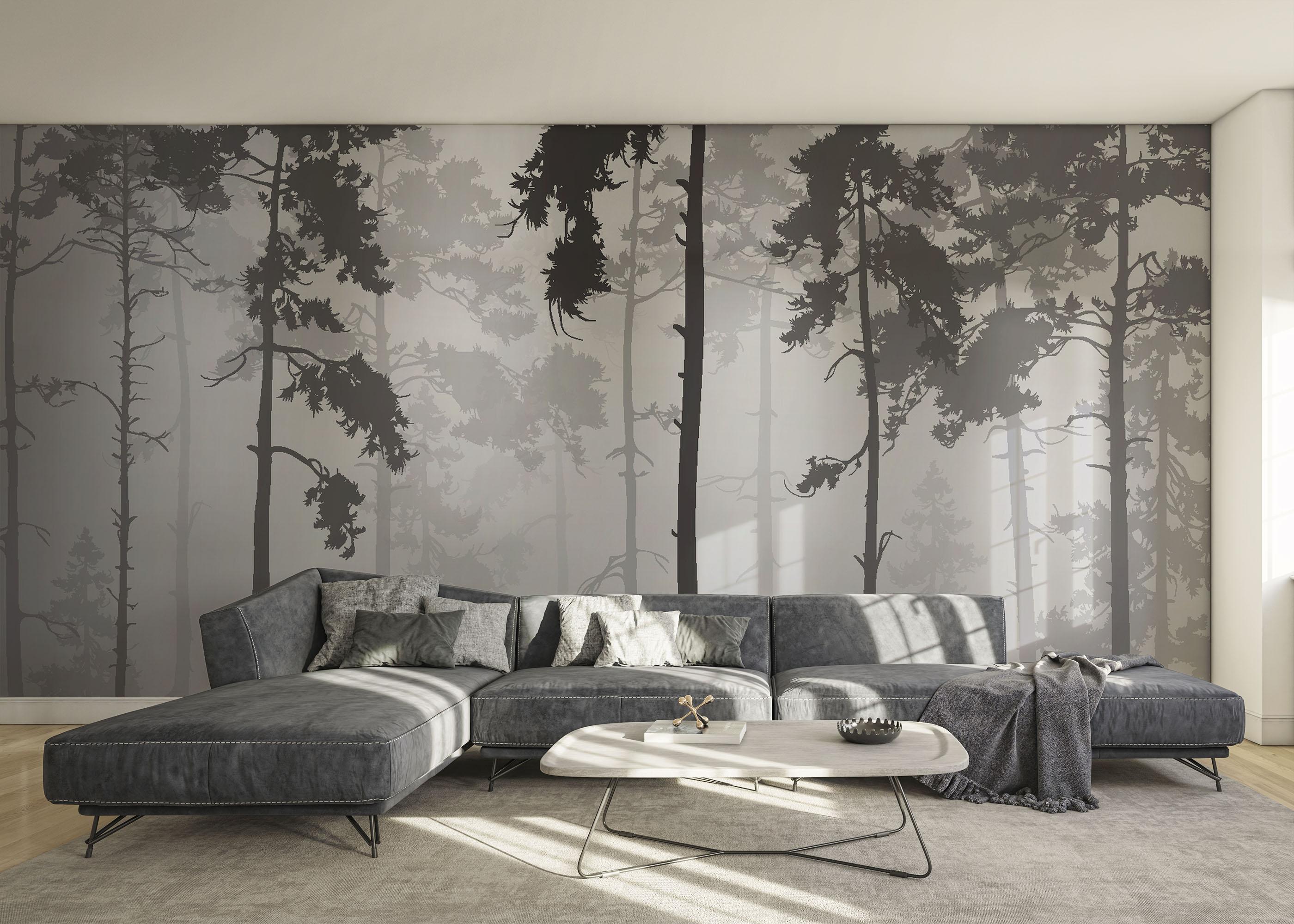 Fototapet Grey Foggy Forest mockup 0