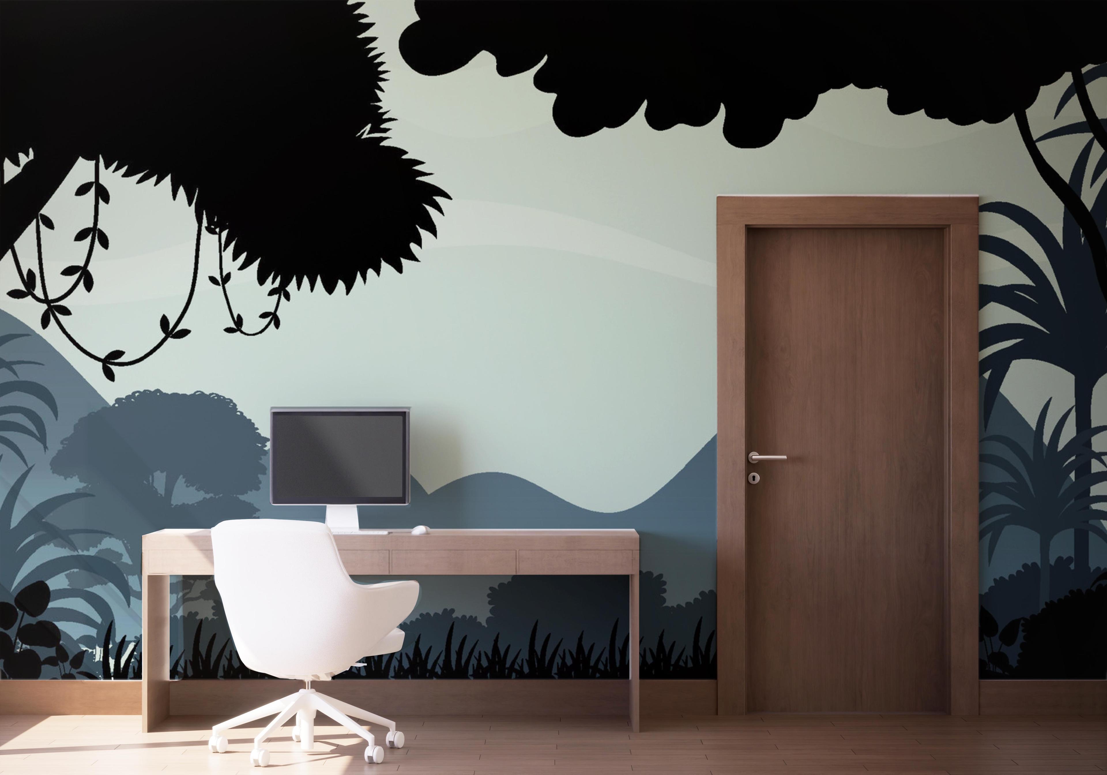 Fototapet Black Blue Forest mockup 1