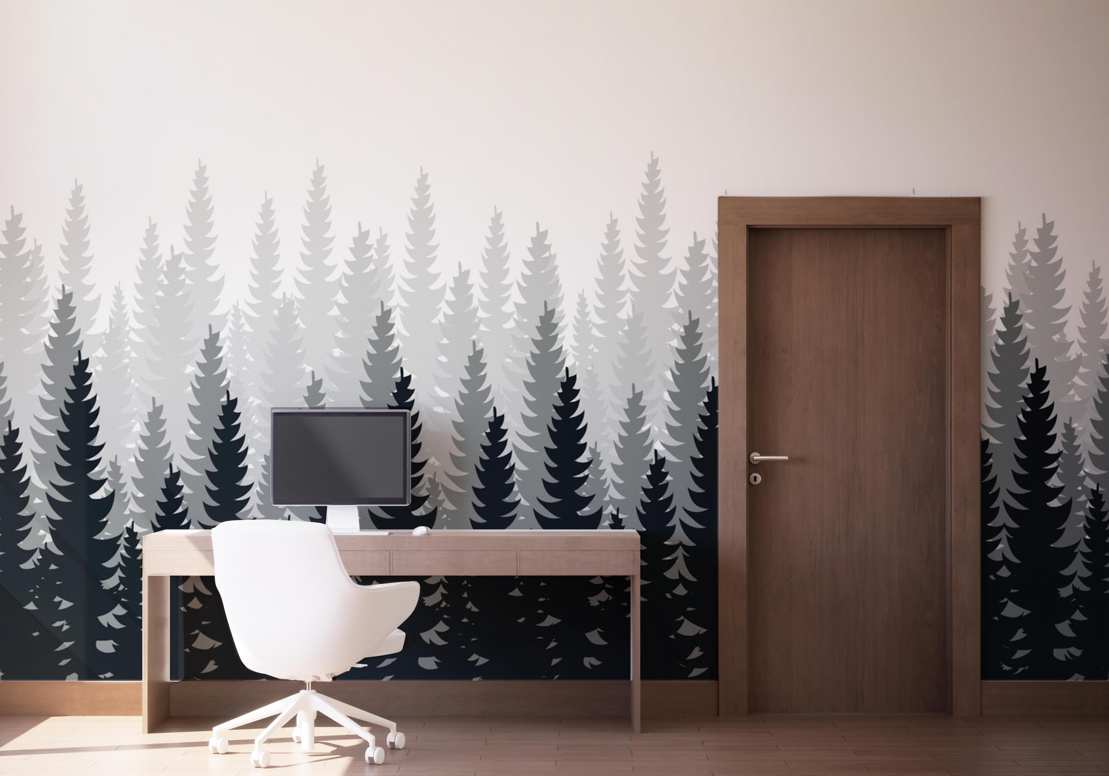 Fototapet Black Cartoon Trees mockup 1
