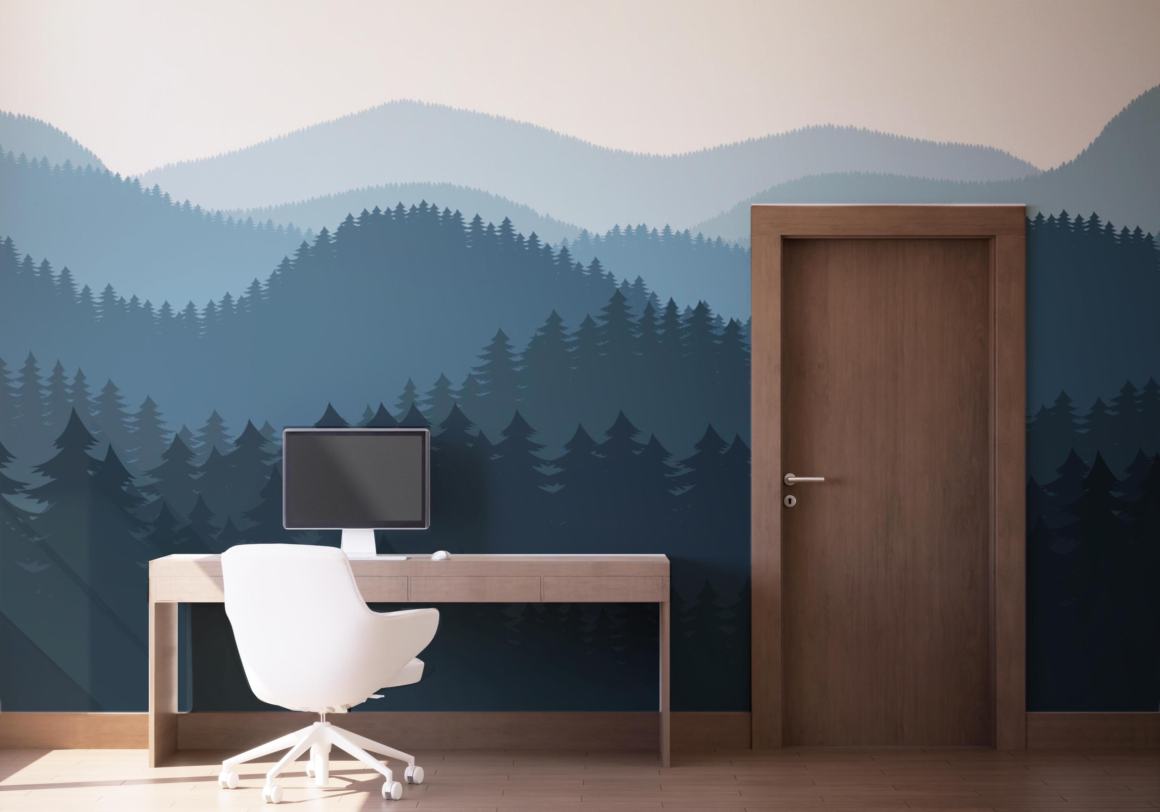 Fototapet Blue Forest Cartoon mockup 1