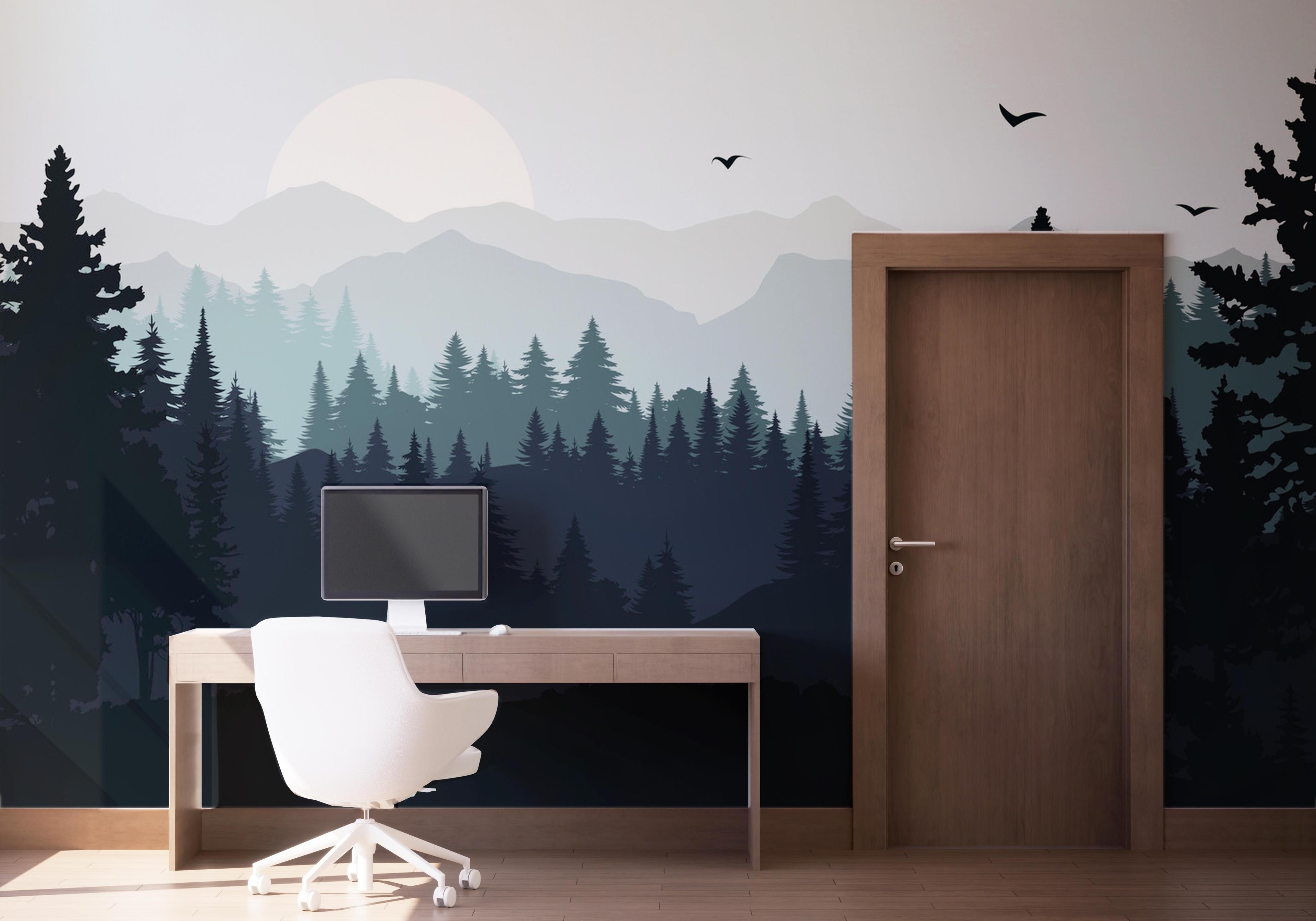 Fototapet Blue Forest Mountain mockup 1