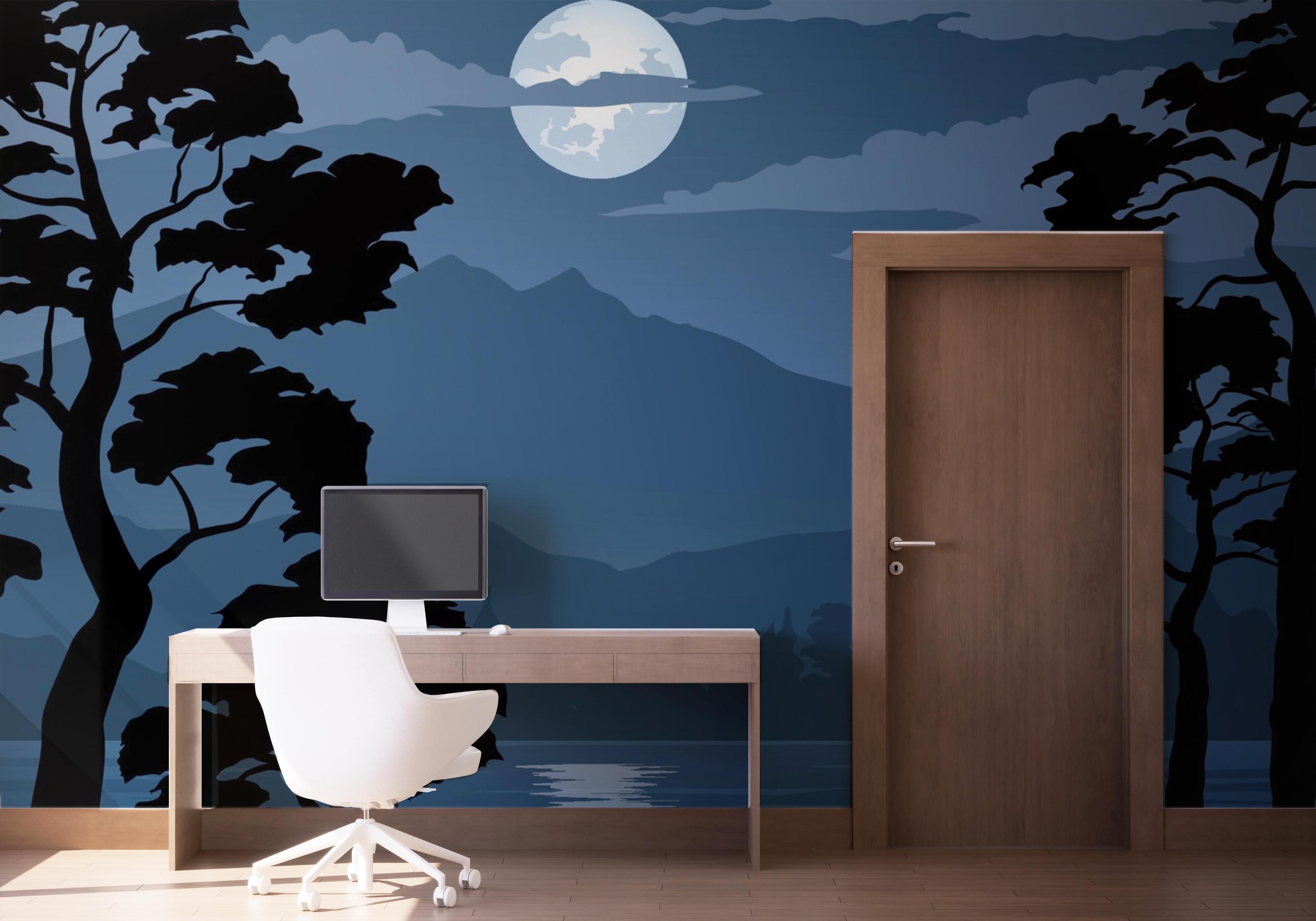 Fototapet Blue Moonlight Night mockup 1