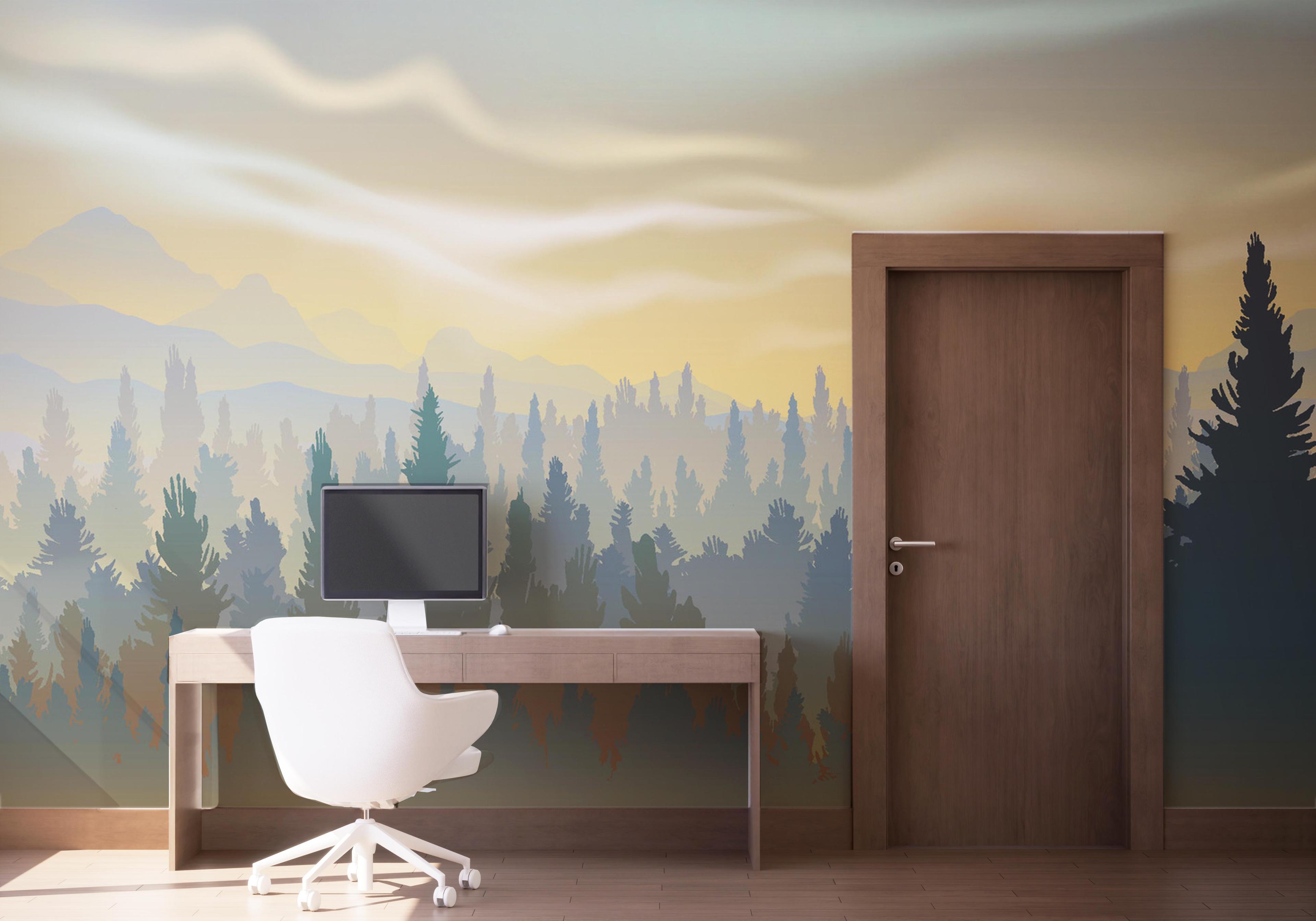 Fototapet Cream Foggy Forest mockup 1