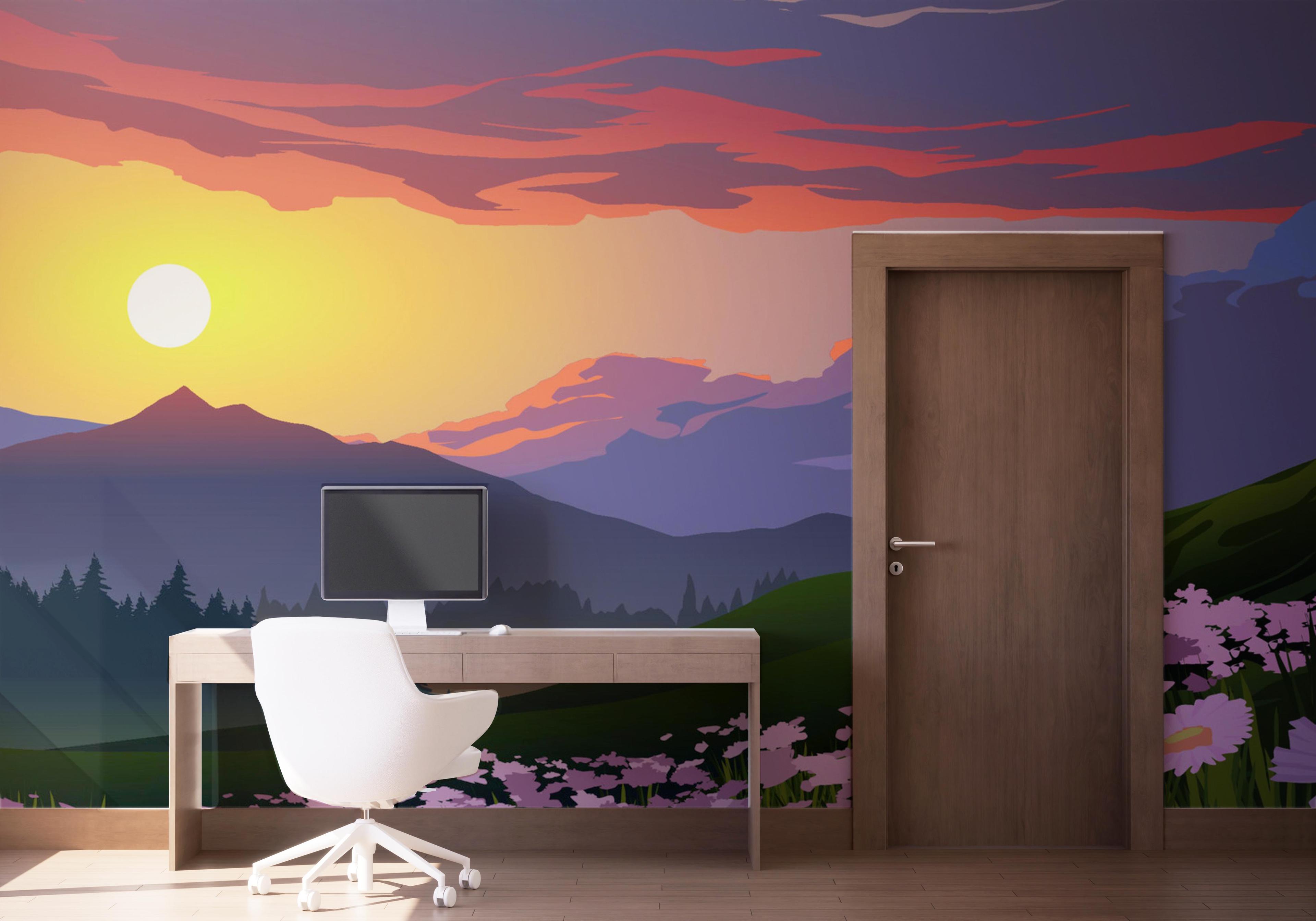 Fototapet Flower Field Forest mockup 1