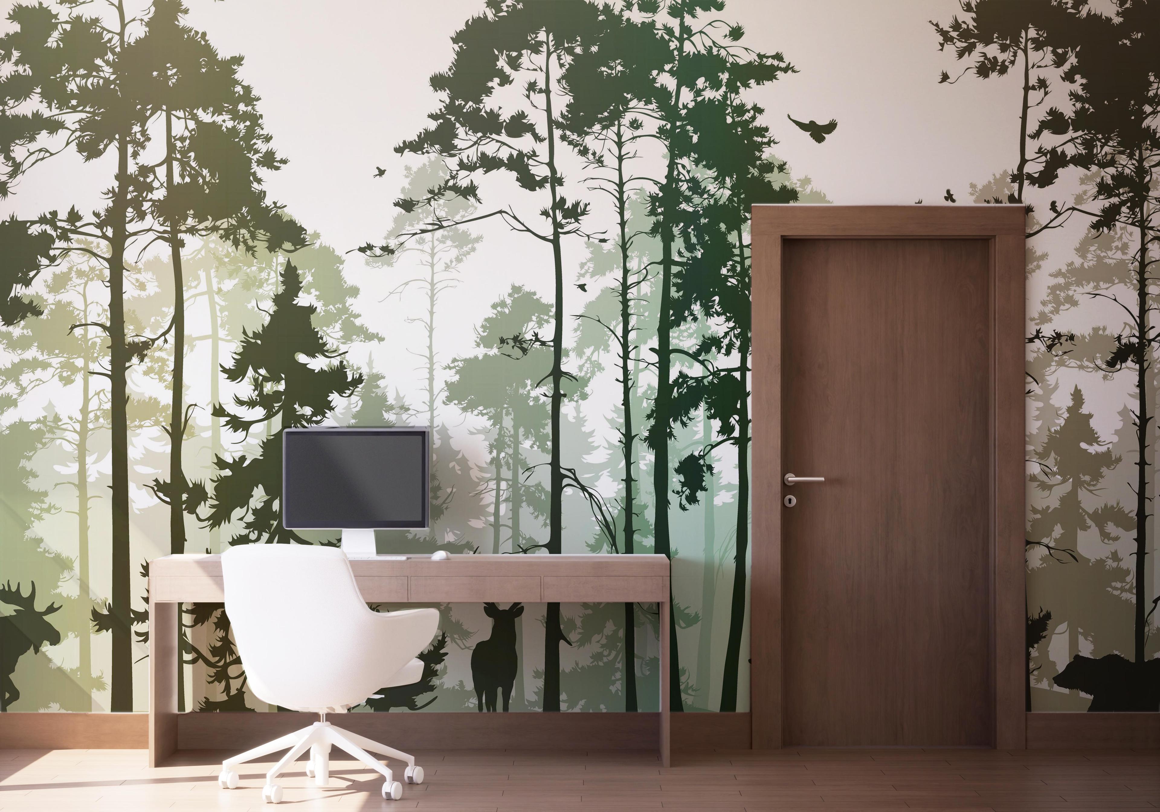 Fototapet Foggy Yellow Forest mockup 1