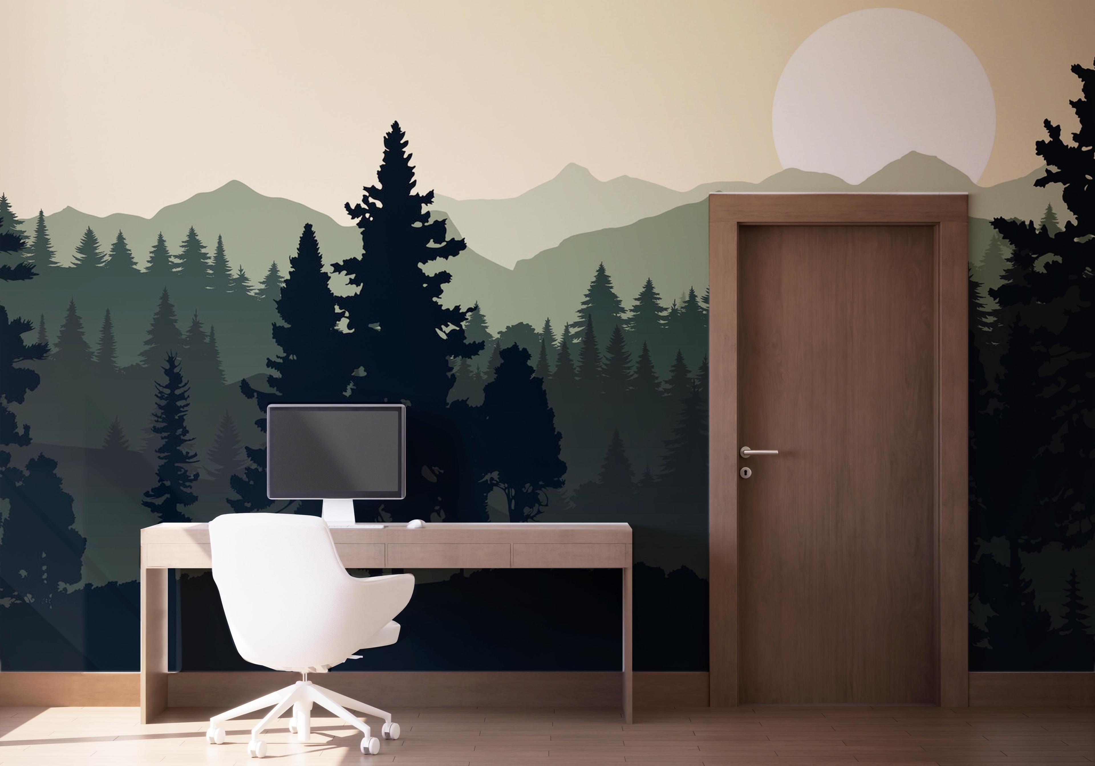 Fototapet Forest Green Mountain mockup 1