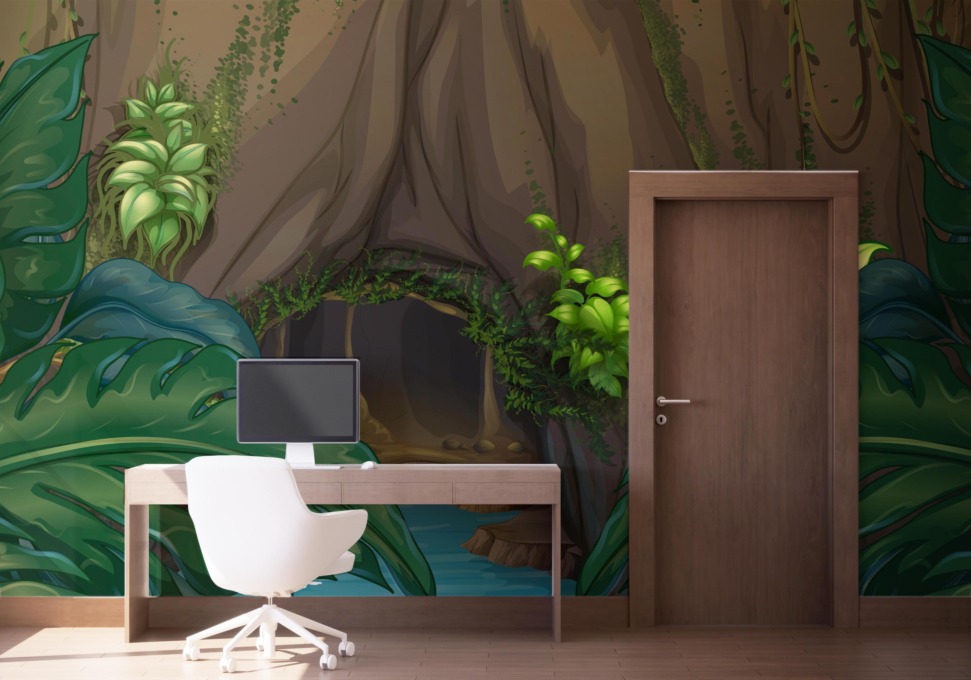 Fototapet Forest Water Cartoon mockup 1