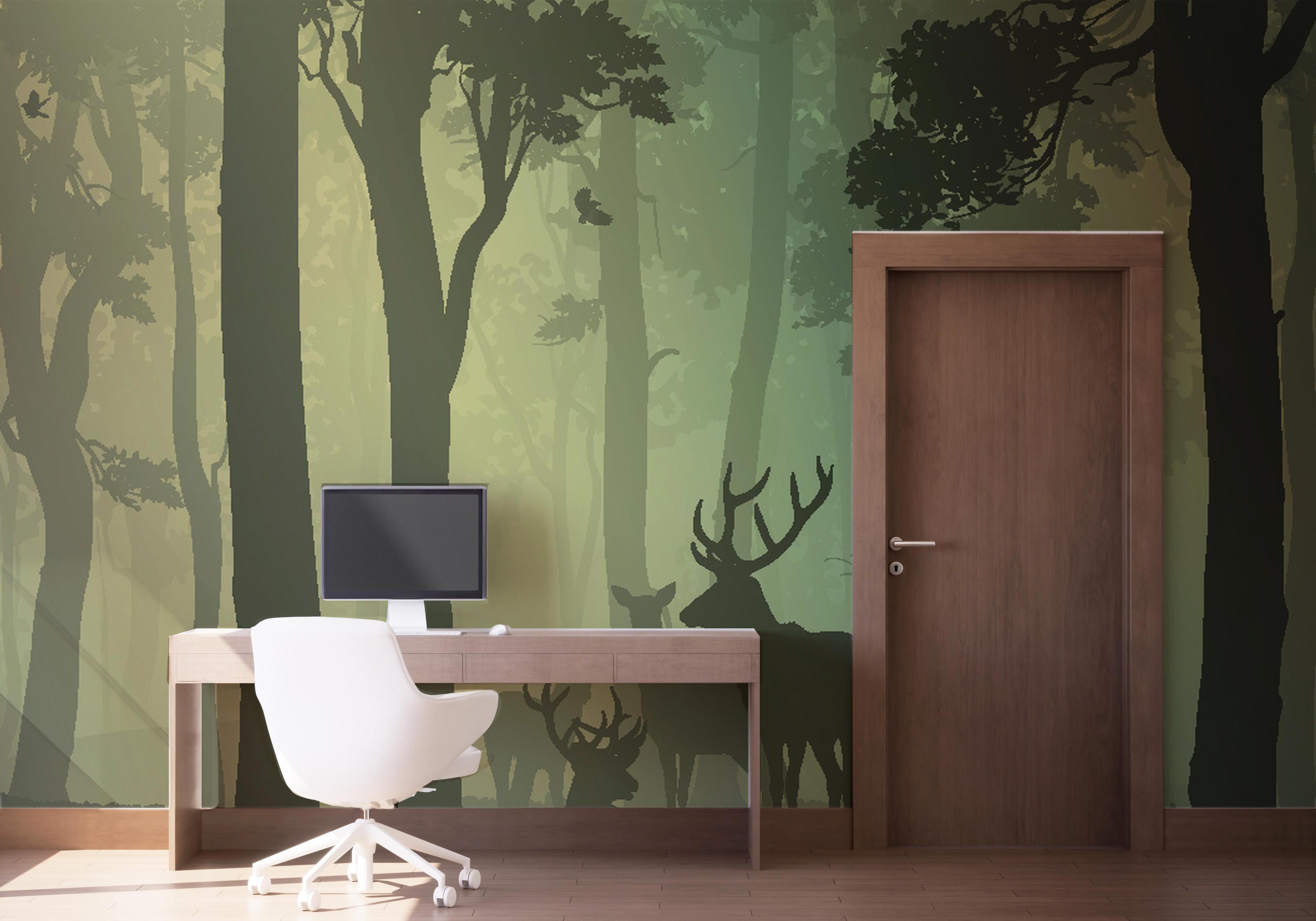 Fototapet Green Forest Deer mockup 1