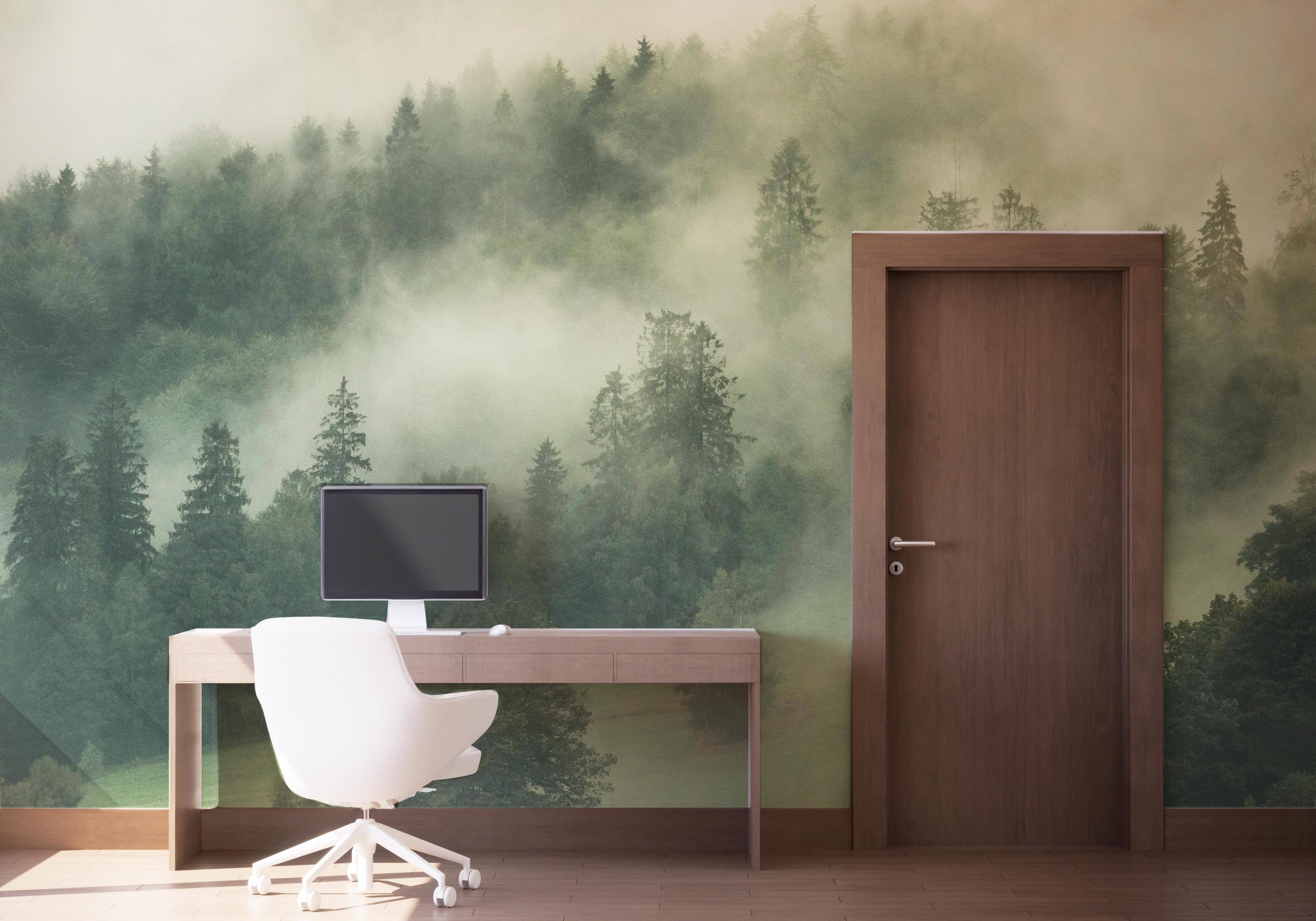 Fototapet Green Forest Fog mockup 1