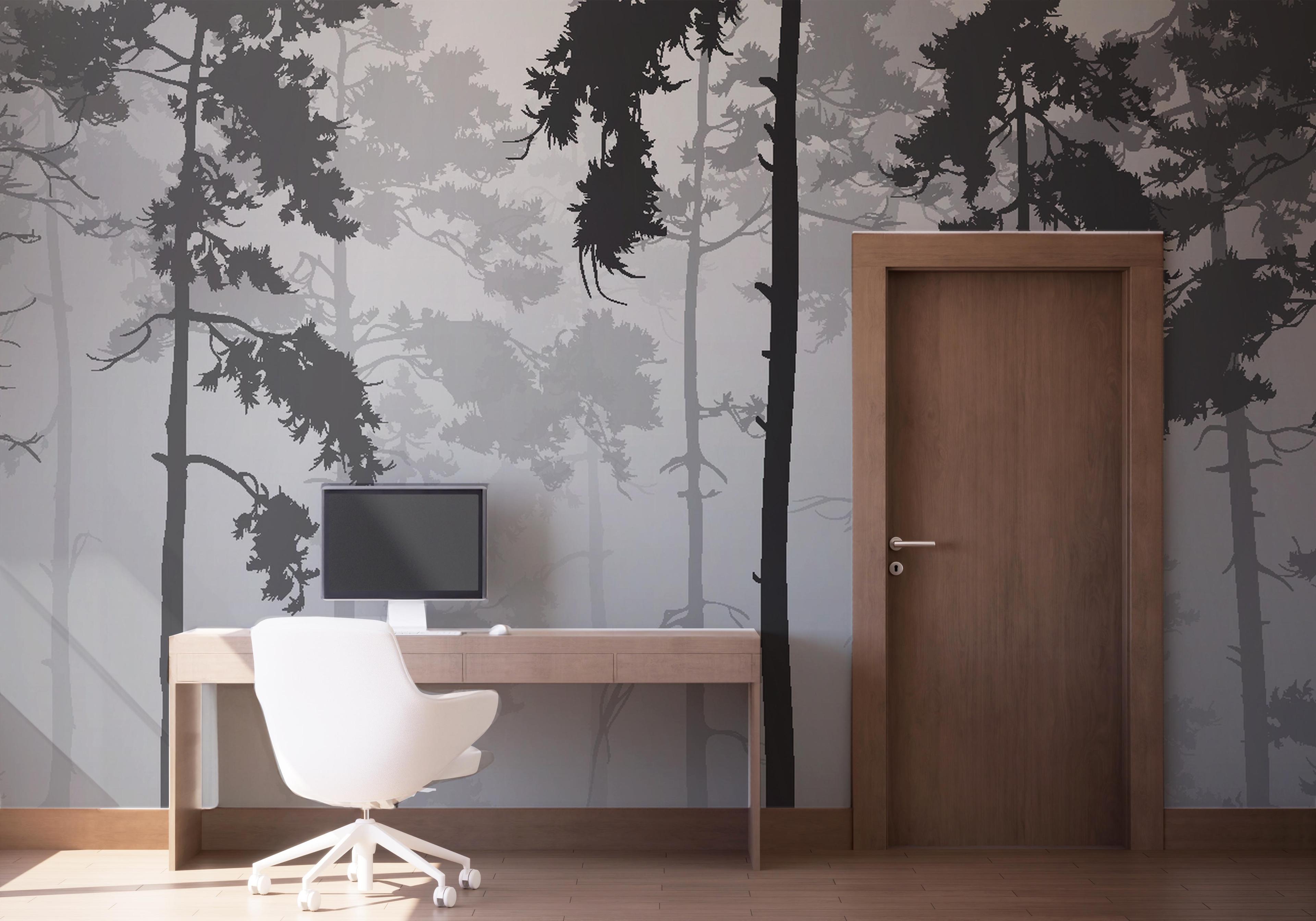 Fototapet Grey Foggy Forest mockup 1