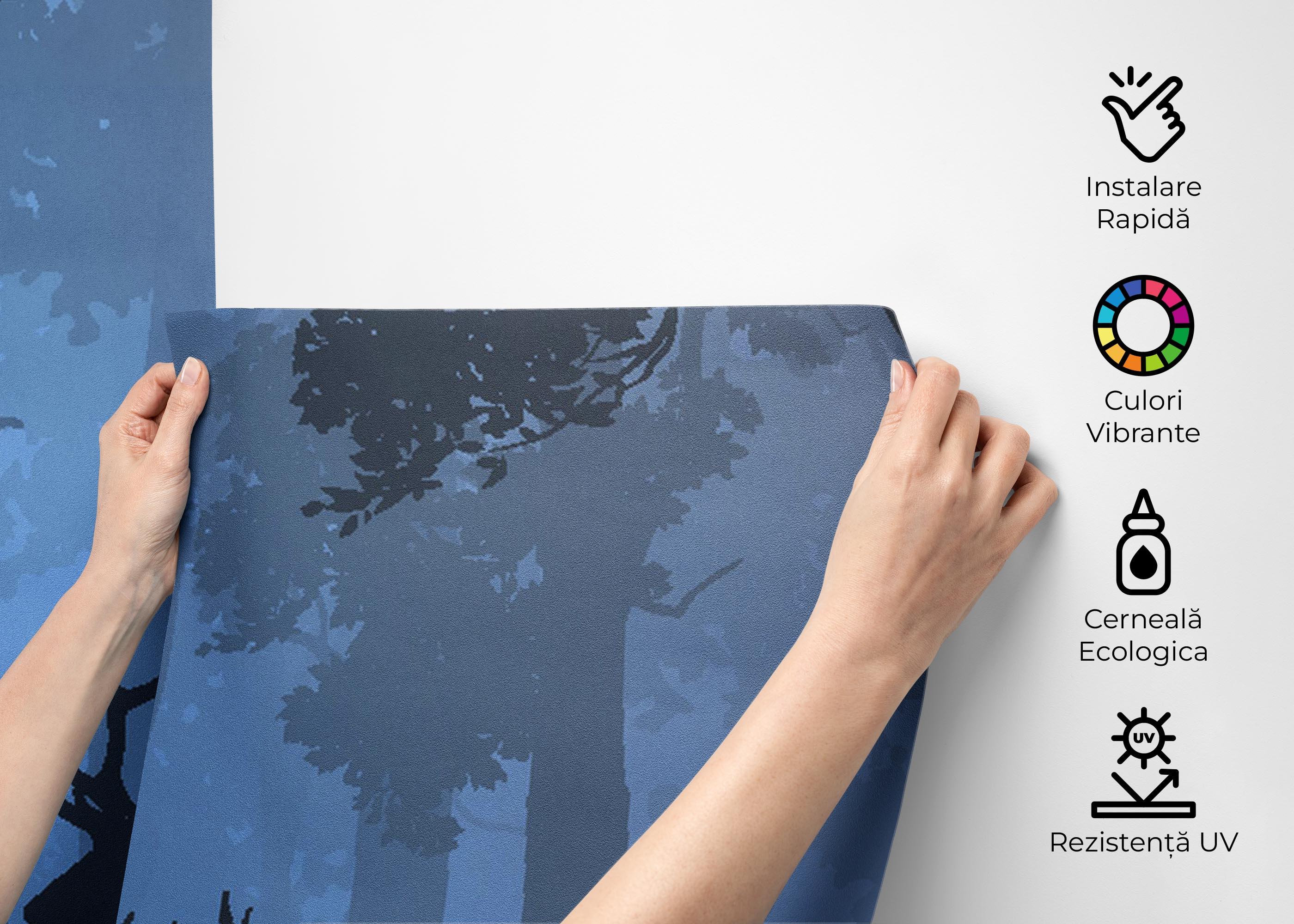 Fototapet Blue Forest Deer mockup 2