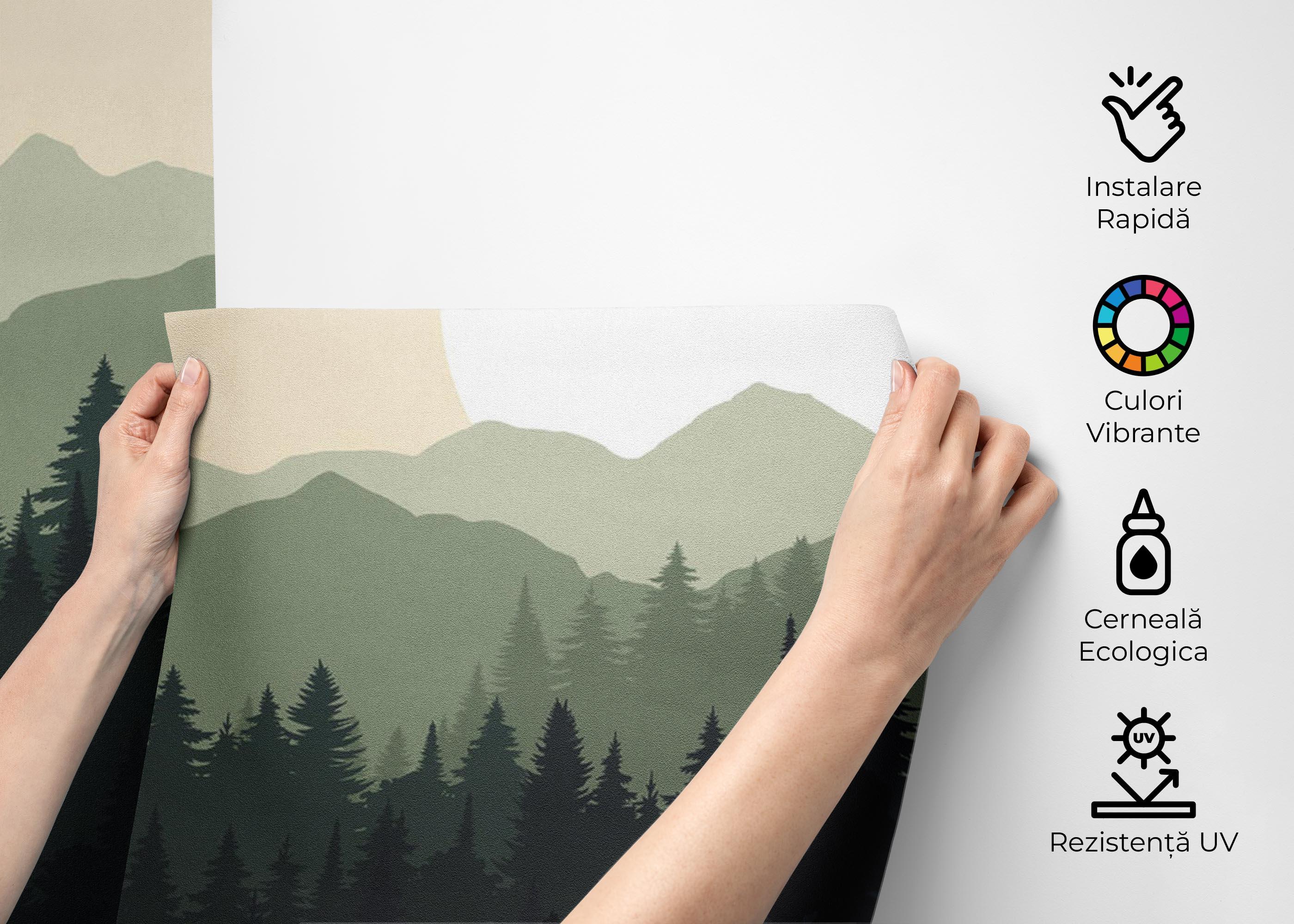 Fototapet Forest Green Mountain mockup 2