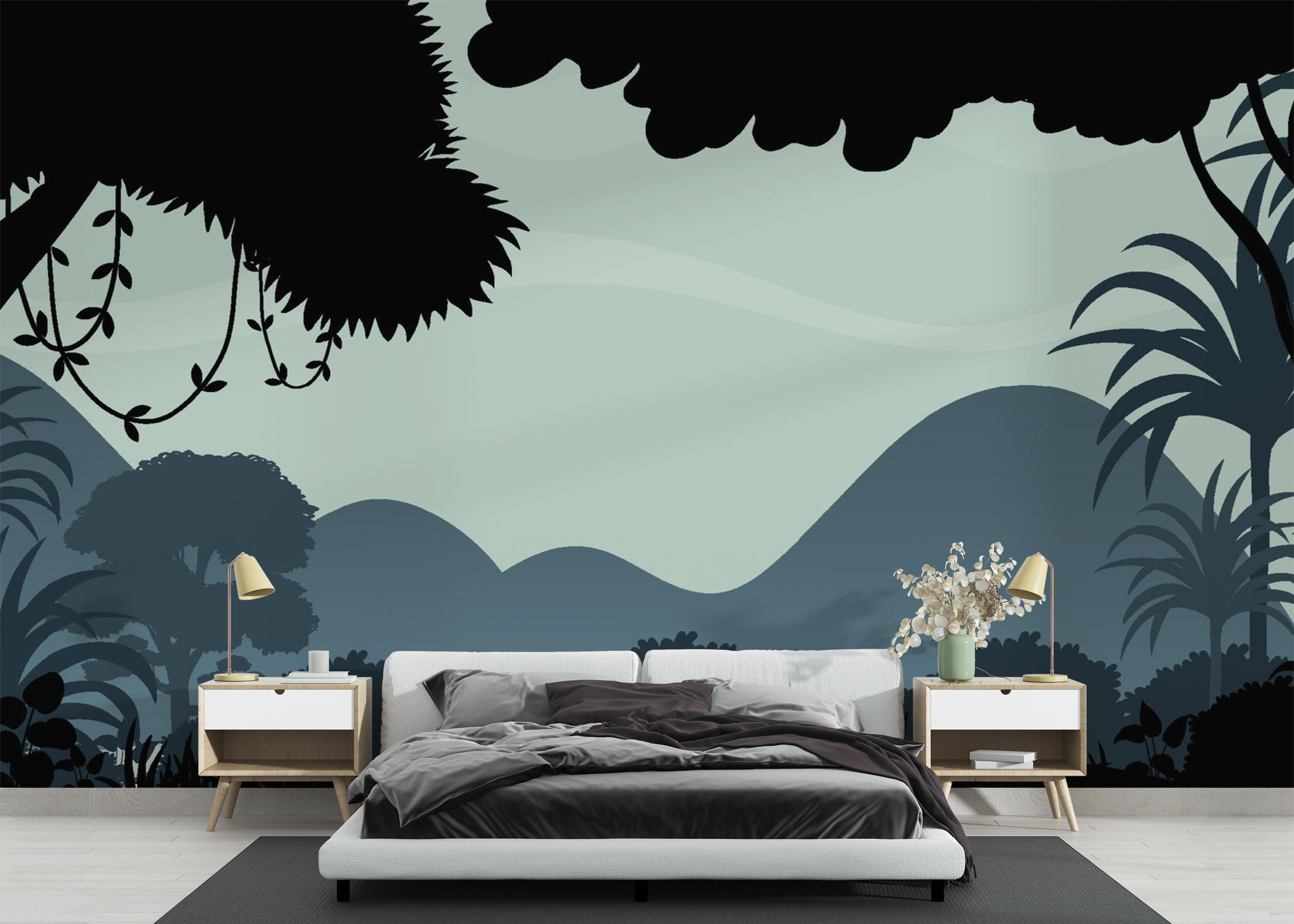 Fototapet Black Blue Forest mockup 3