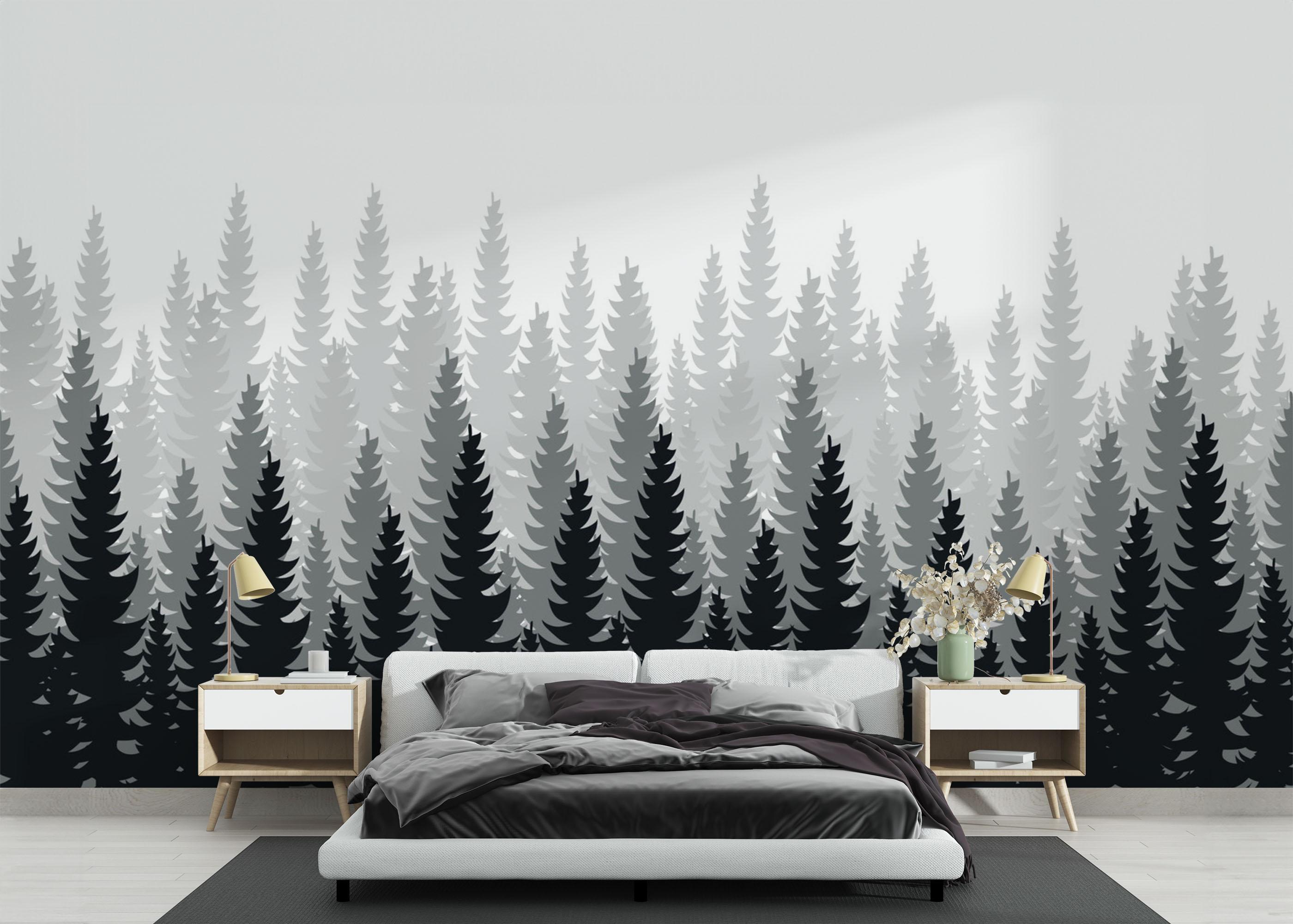 Fototapet Black Cartoon Trees mockup 3