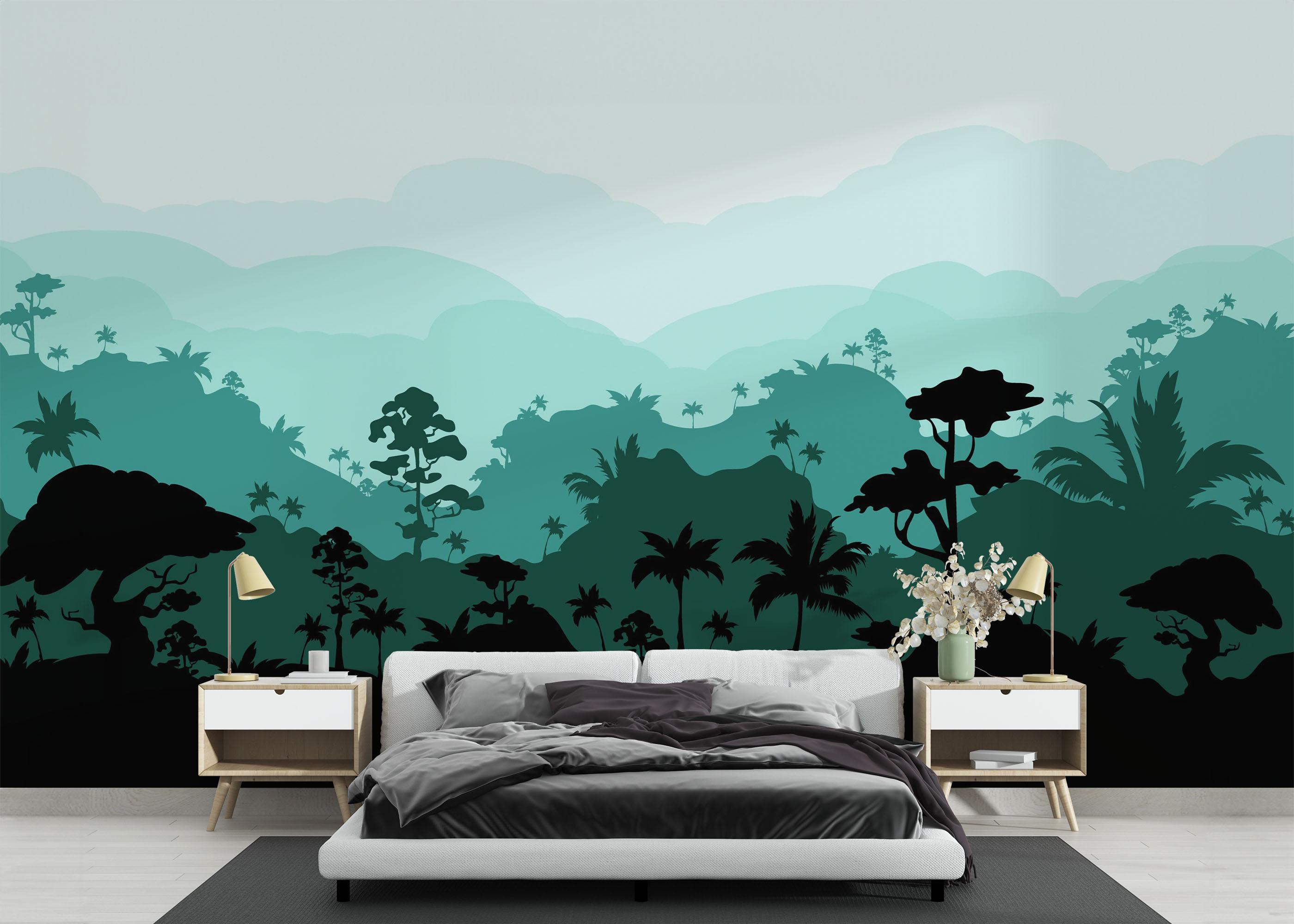 Fototapet Black Green Forest mockup 3