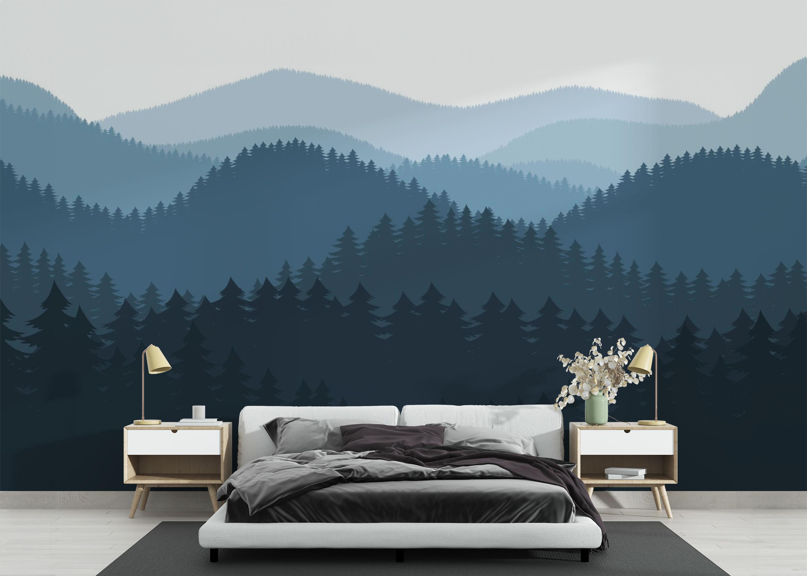 Fototapet Blue Forest Cartoon mockup 3