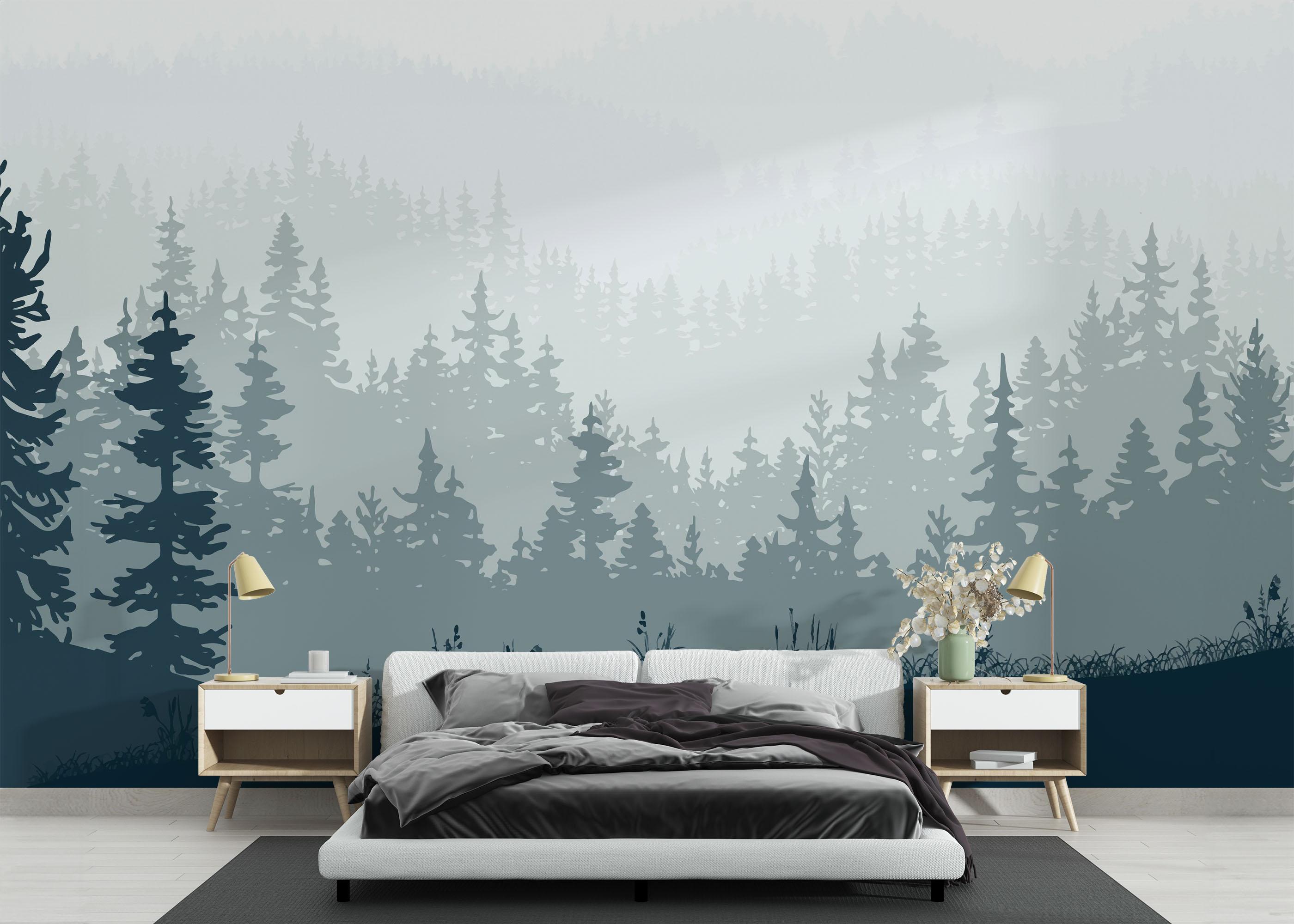 Fototapet Blue Forest Tree mockup 3