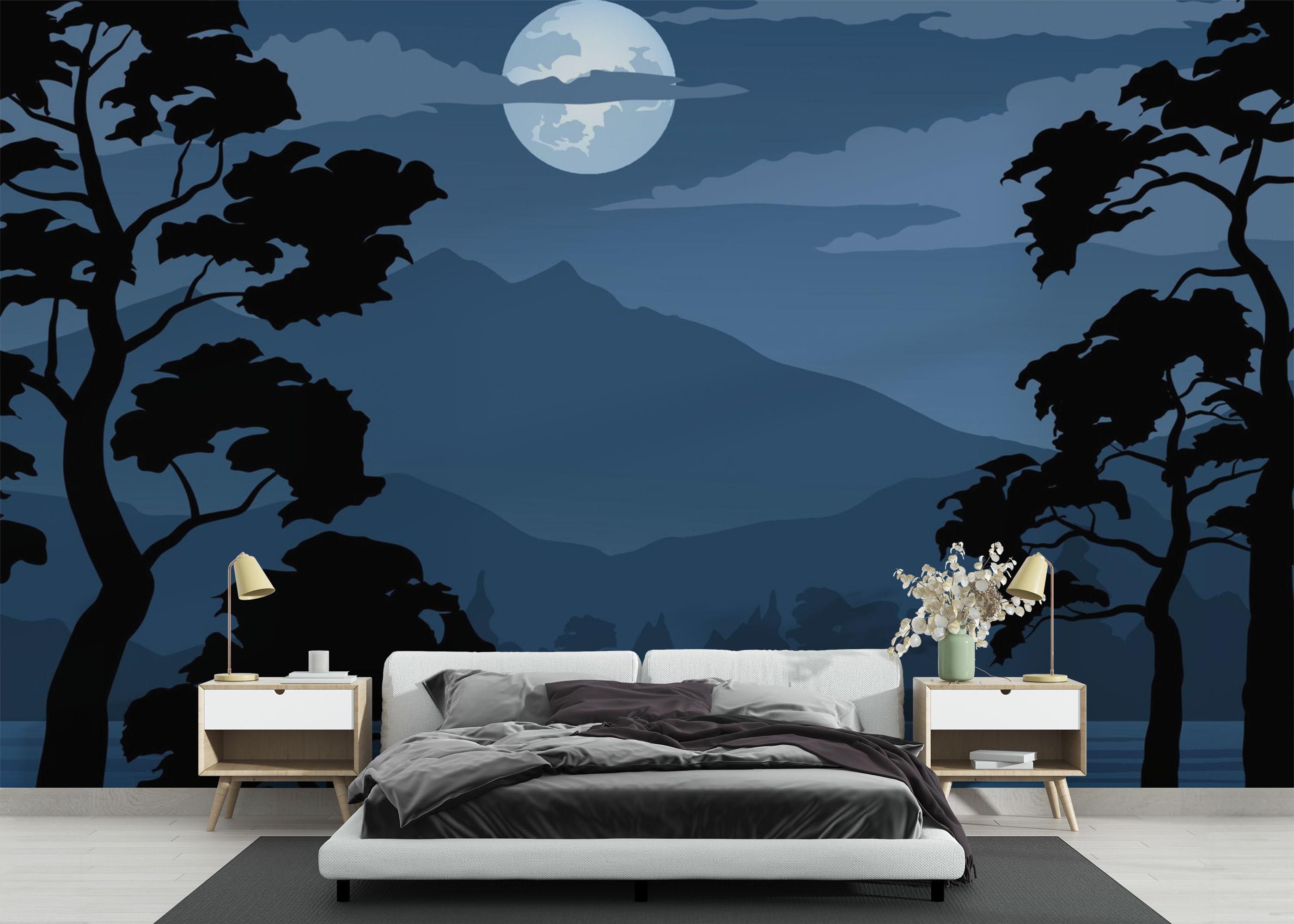 Fototapet Blue Moonlight Night mockup 3