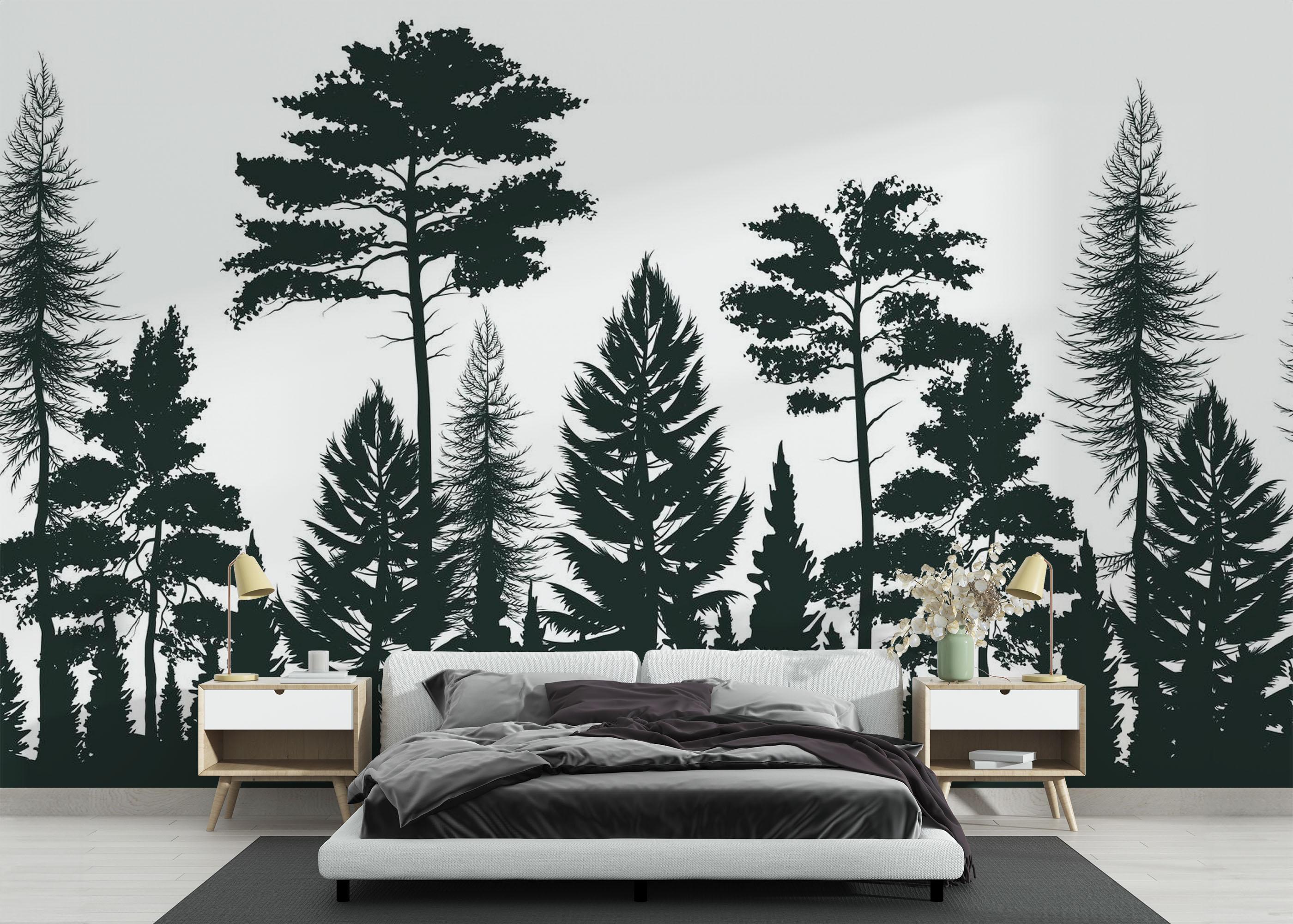 Fototapet Dark Grey Forest mockup 3