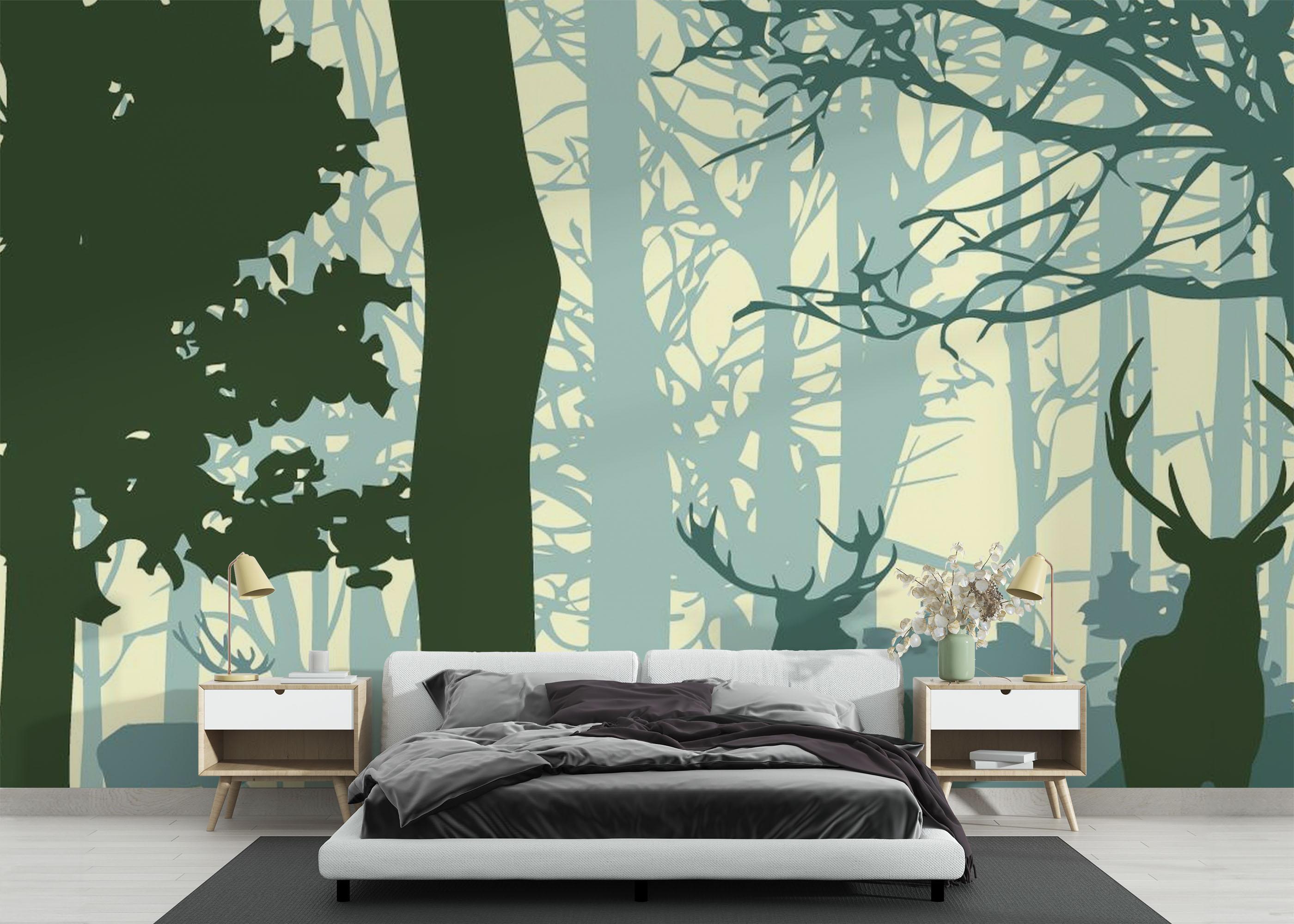 Fototapet Deer Forest mockup 3