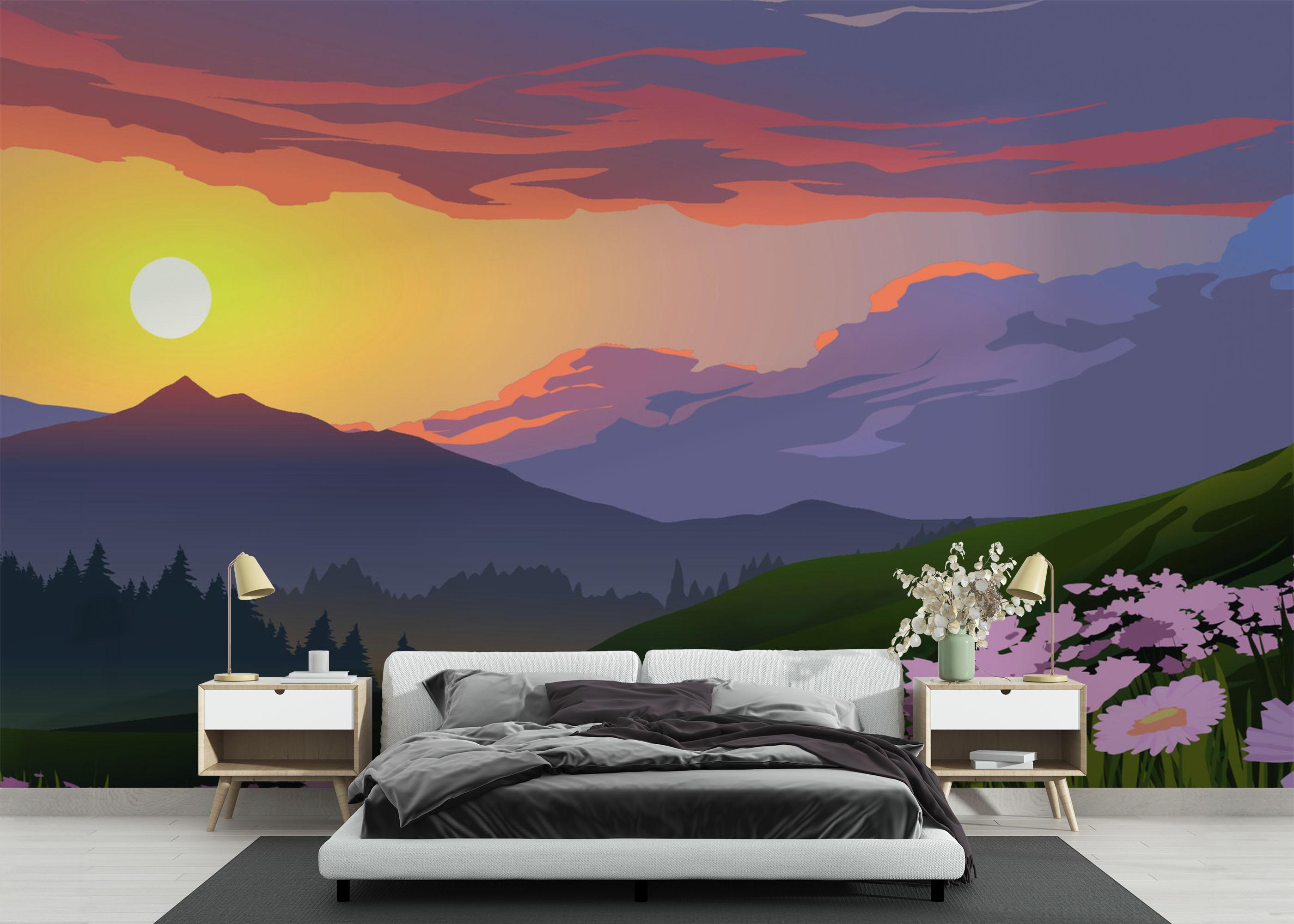 Fototapet Flower Field Forest mockup 3