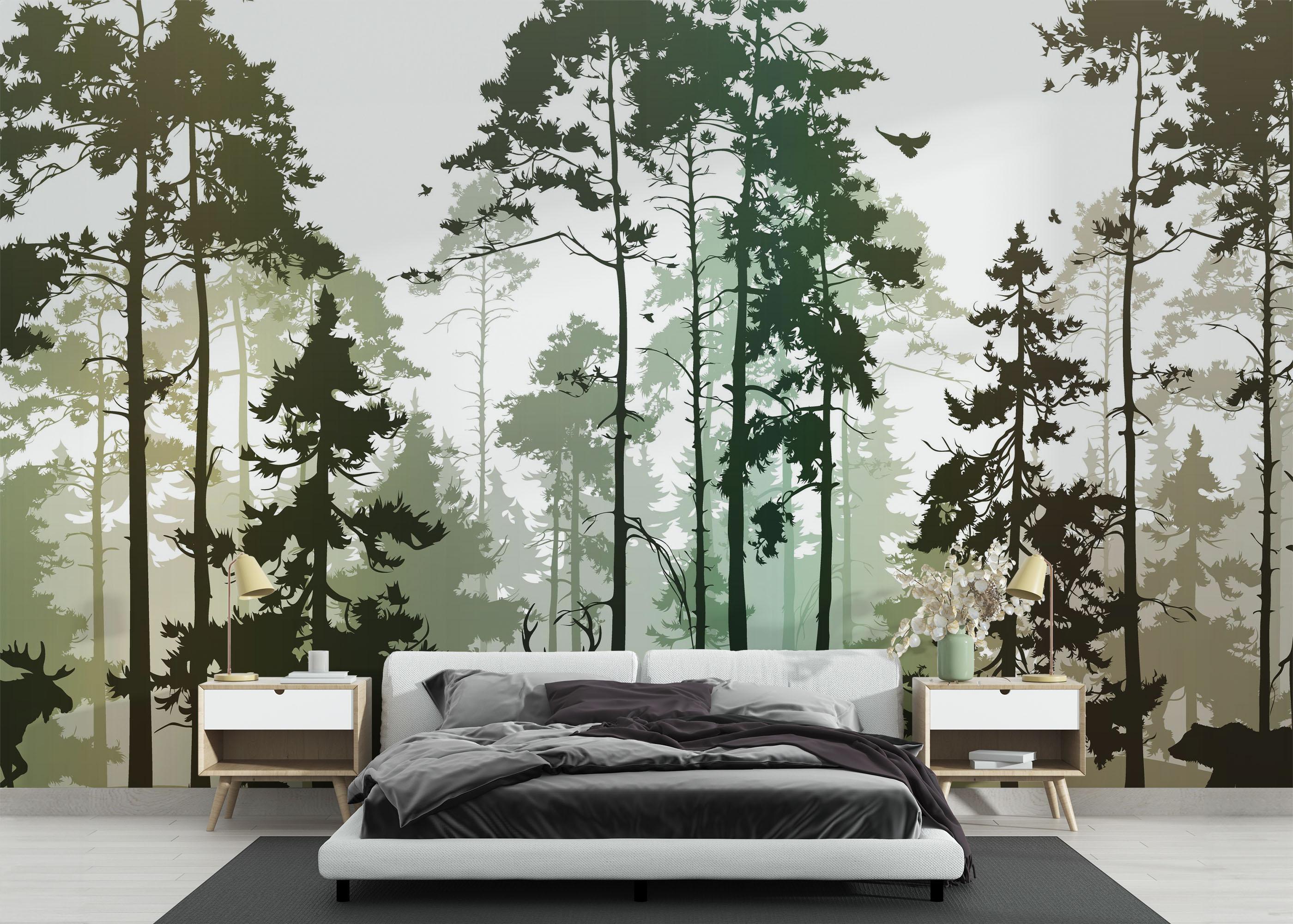 Fototapet Foggy Yellow Forest mockup 3