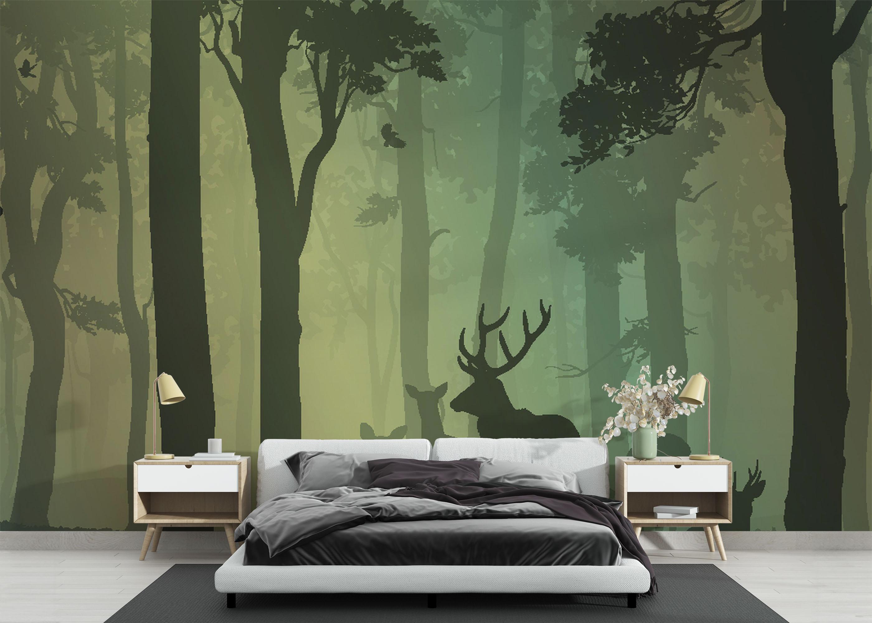 Fototapet Green Forest Deer mockup 3