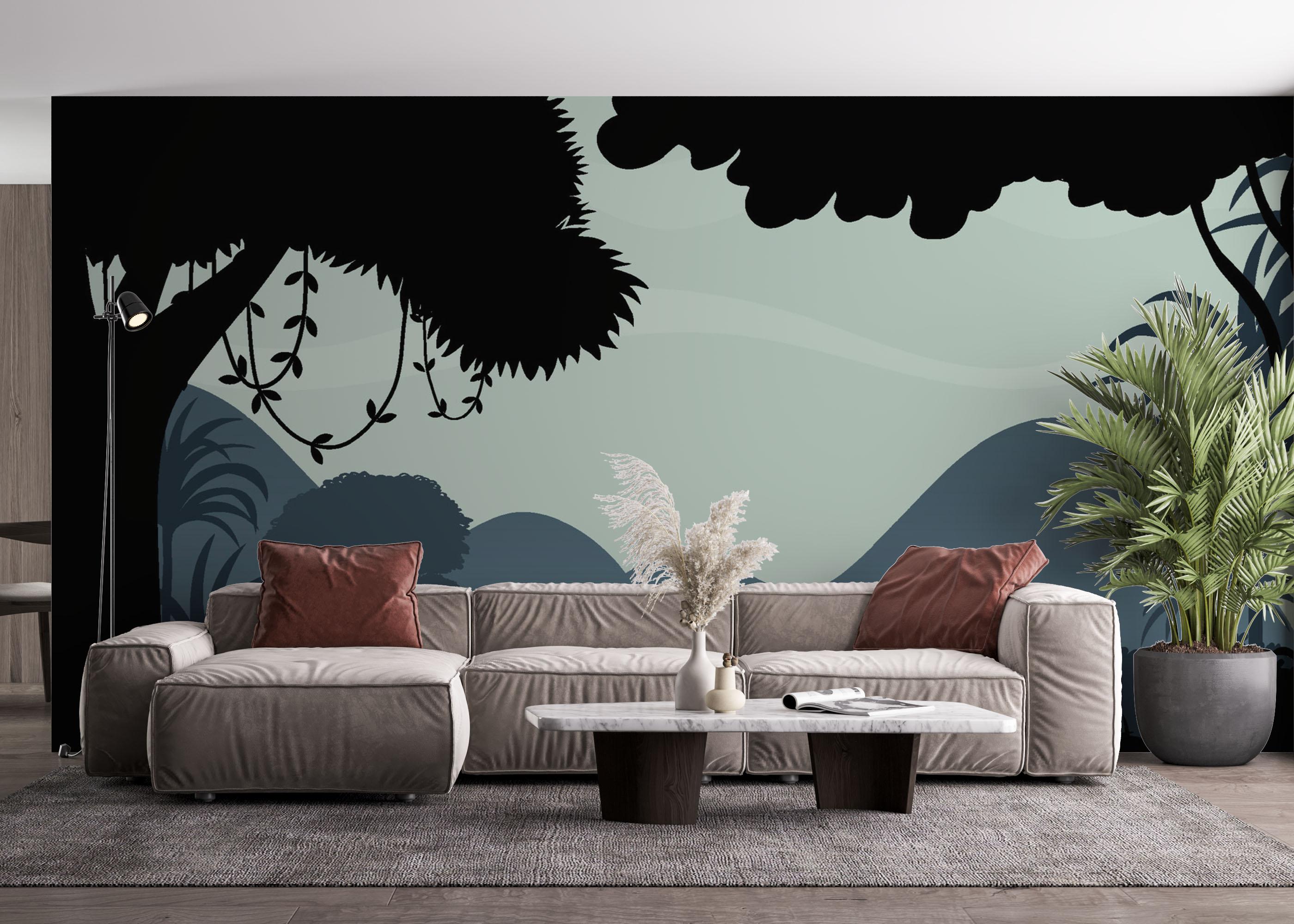 Fototapet Black Blue Forest mockup 4