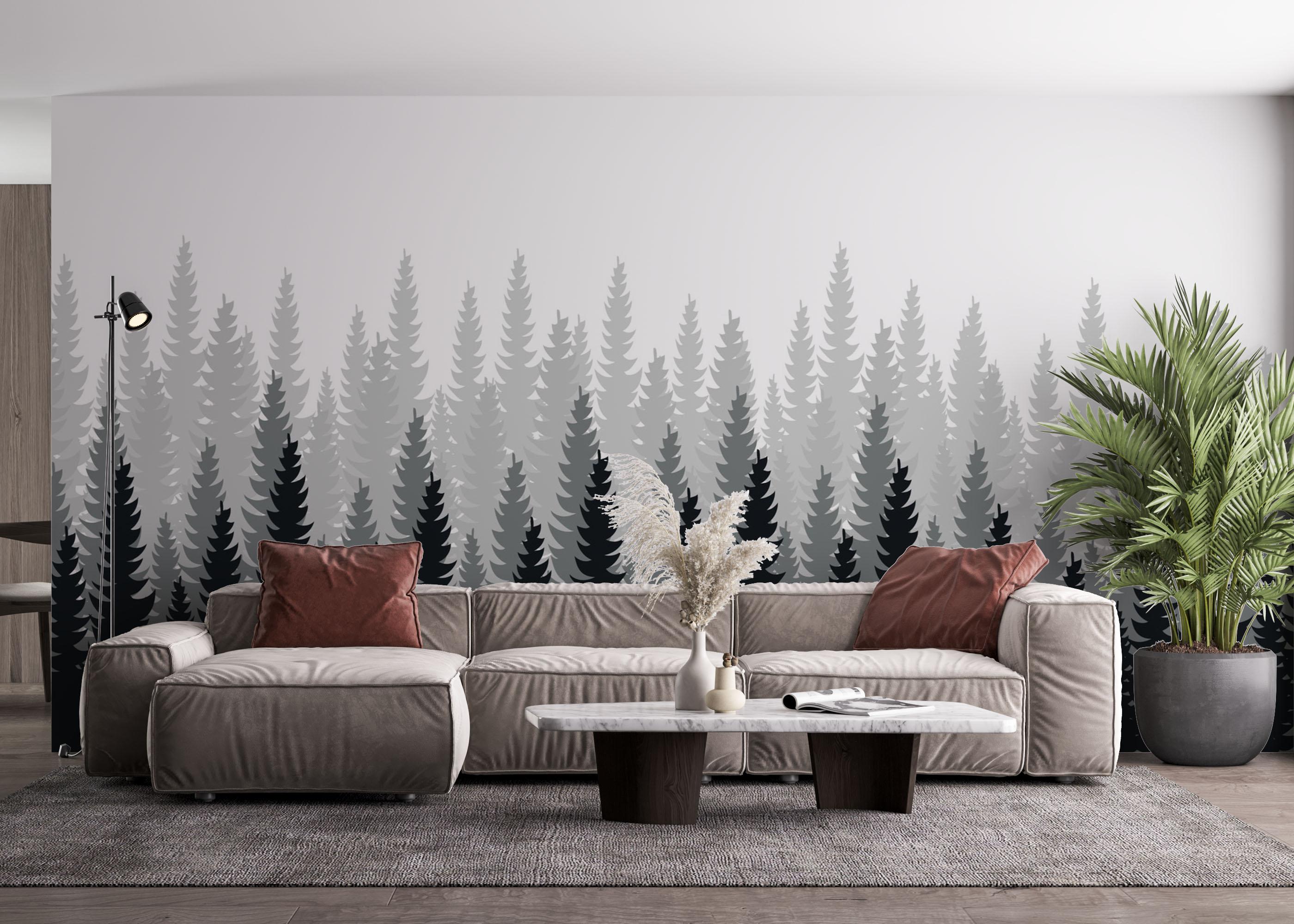 Fototapet Black Cartoon Trees mockup 4